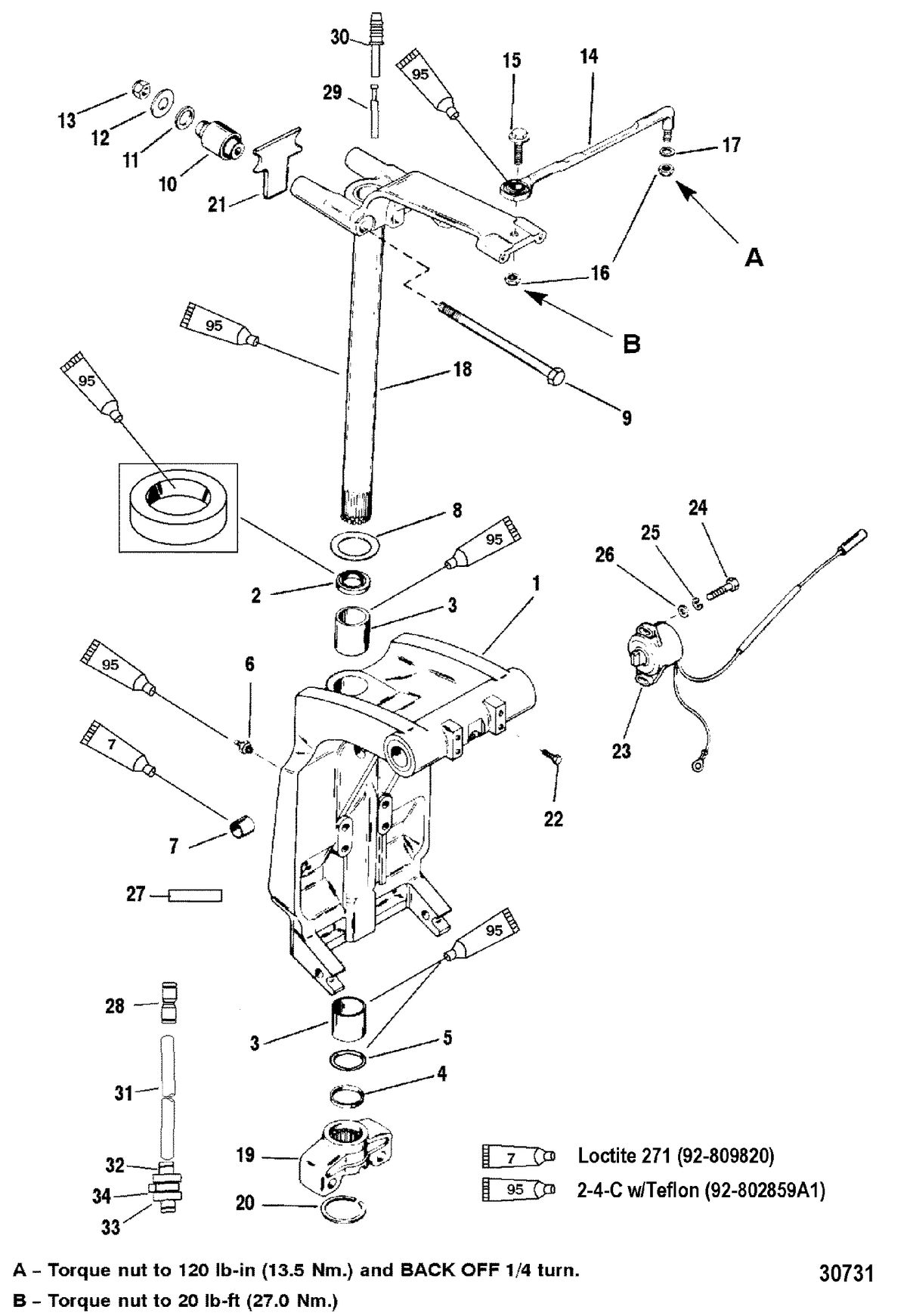 MERCURY/MARINER 150/175/200 EFI SWIVEL BRACKET AND STEERING ARM