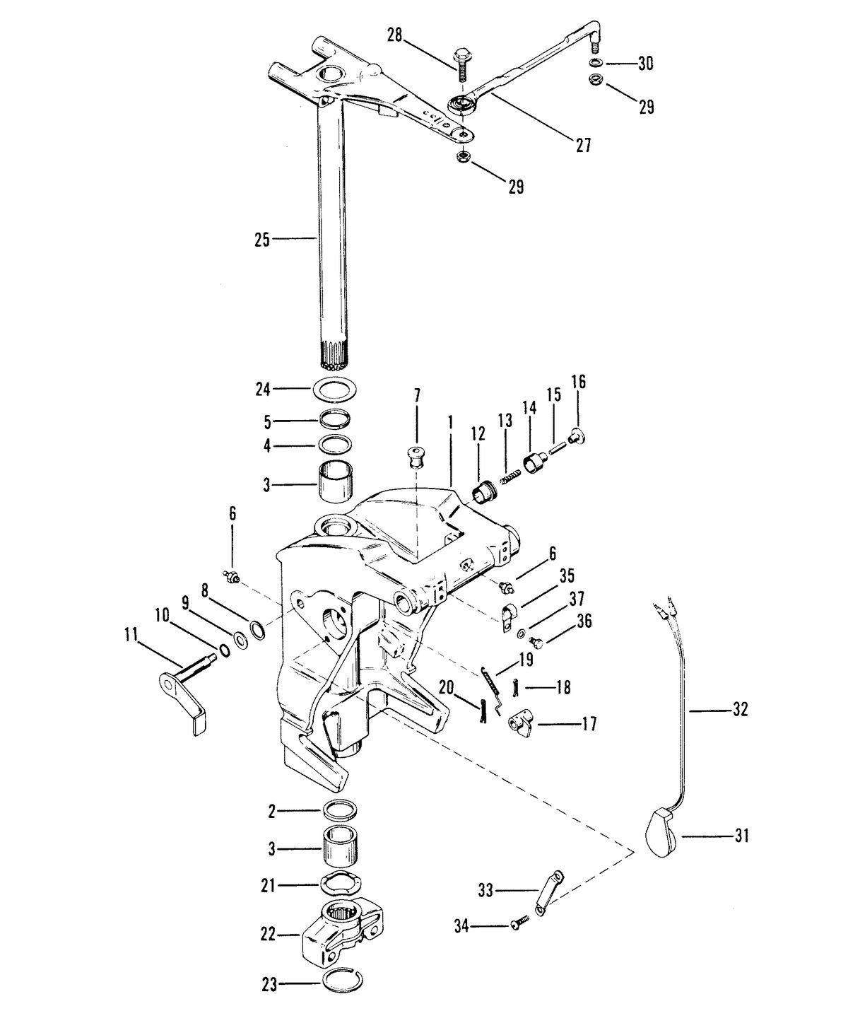 RACE OUTBOARD 2.4L EFI / 2.4L EFI OFFSHORE SWIVEL BRACKET AND STEERING ARM