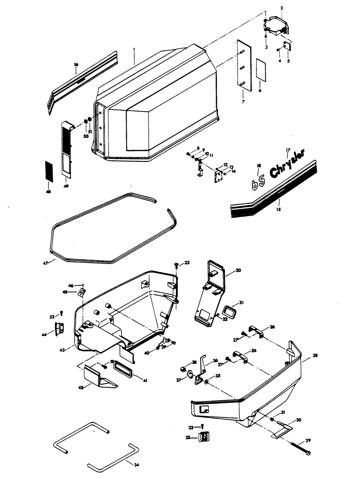 CHRYSLER 65 H.P. ENGINE COVER AND SUPPORT PLATE