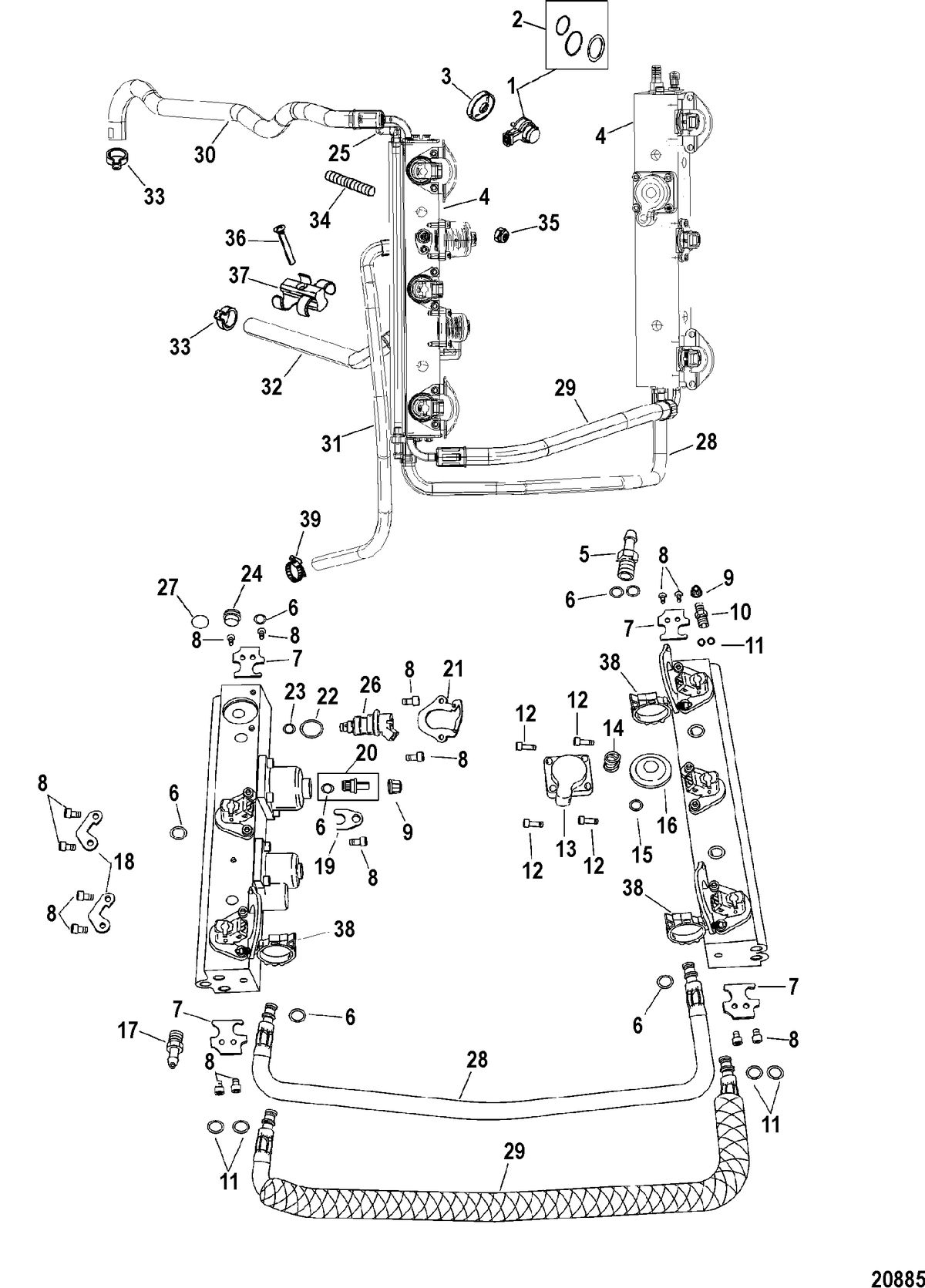 SPORTJET 250 DFI AND 250 DFI M2 JET DRIVE Fuel Rail Components
