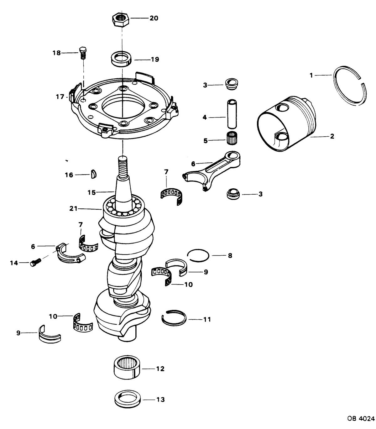 FORCE FORCE 85 H.P. CRANKSHAFT AND PISTON