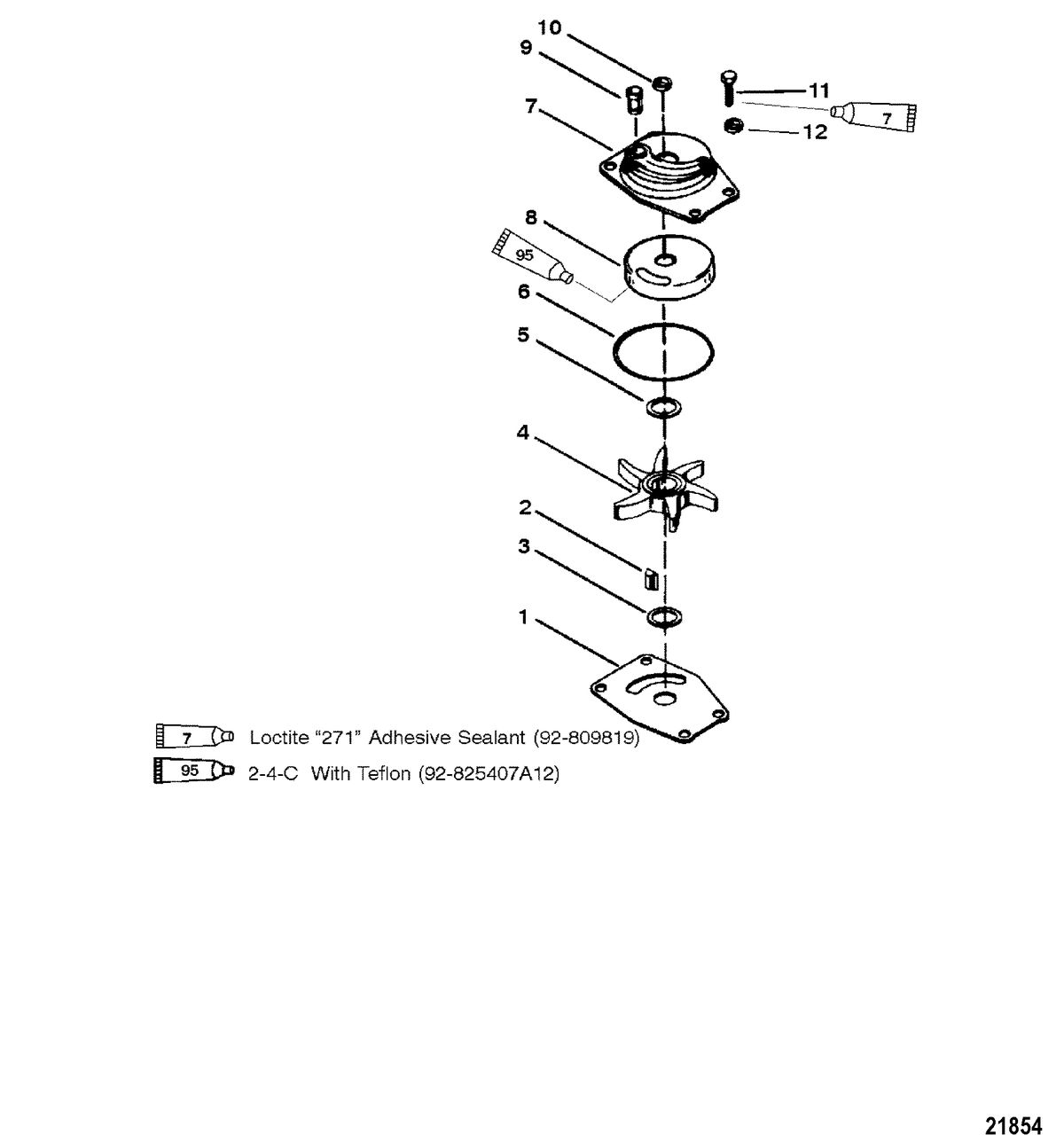 MERCURY/MARINER 20/25/JET 20/SUPER 15/15XD/25 SEAPRO/MARATHON 2 CYLINDER Jet Water Pump Components