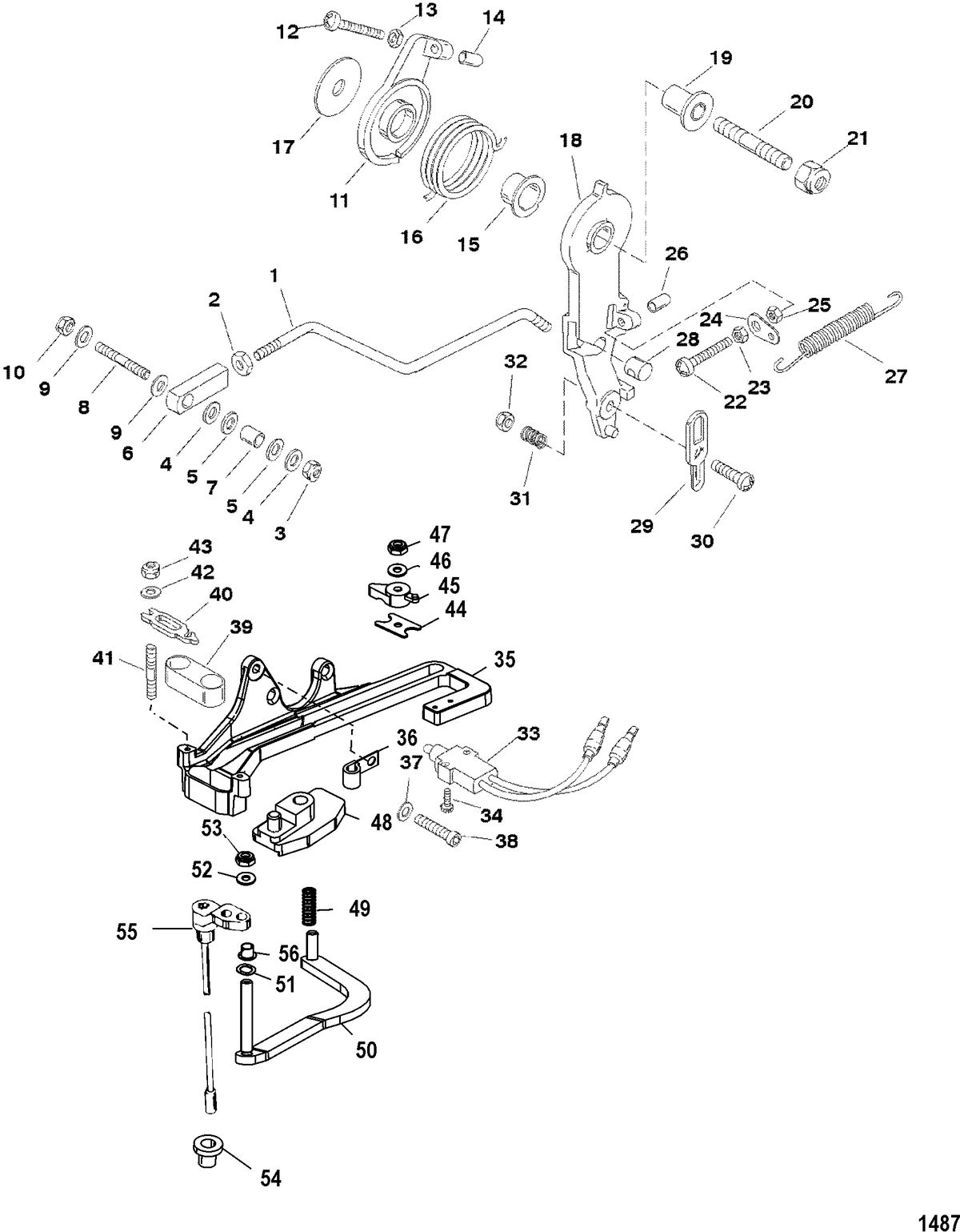 RACE OUTBOARD 2.5L/2.5L OFFSHORE EFI Throttle Lever and Shift Shaft