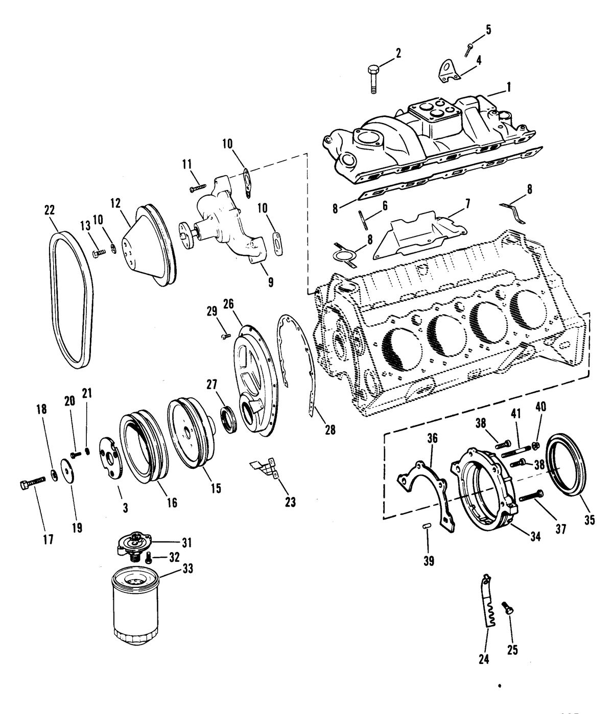 MERCRUISER 5.7 LITRE COMPETITION SKI ENGINE INTAKE MANIFOLD AND FRONT COVER
