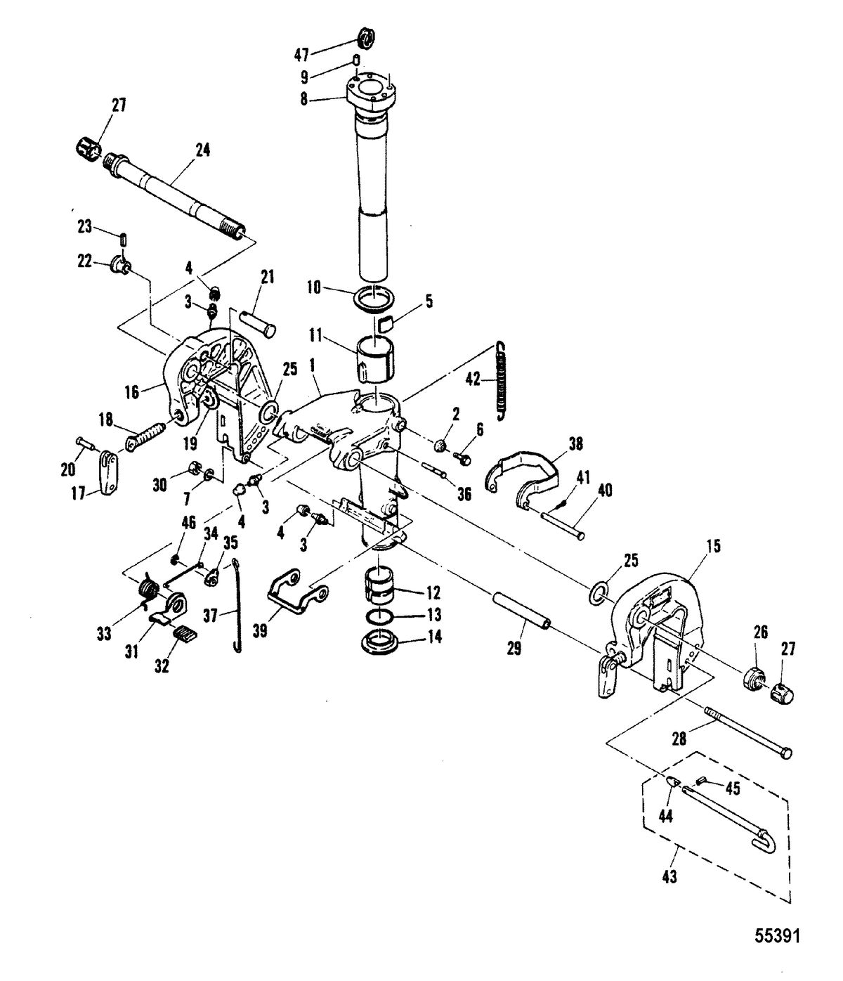 MARINER 20 HP MARINER CLAMP AND SWIVEL BRACKET/REVERSE LOCK