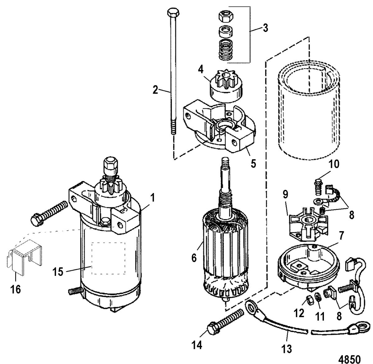 MERCURY/MARINER 55/60 JET 40/45 (3 CYLINDER) Starter Motor
