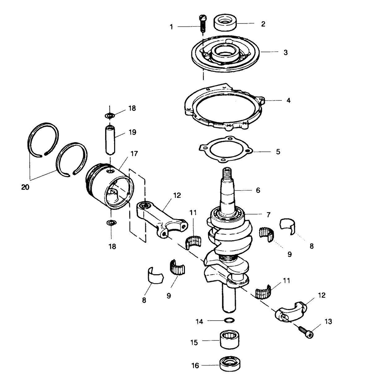 SEARS 15 H.P. 15" LEG OUTBOARD MOTOR Crankshaft and Piston