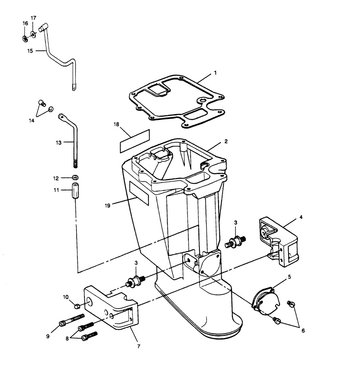 FORCE FORCE 1990 50 H.P. "D" MODELS MOTOR LEG