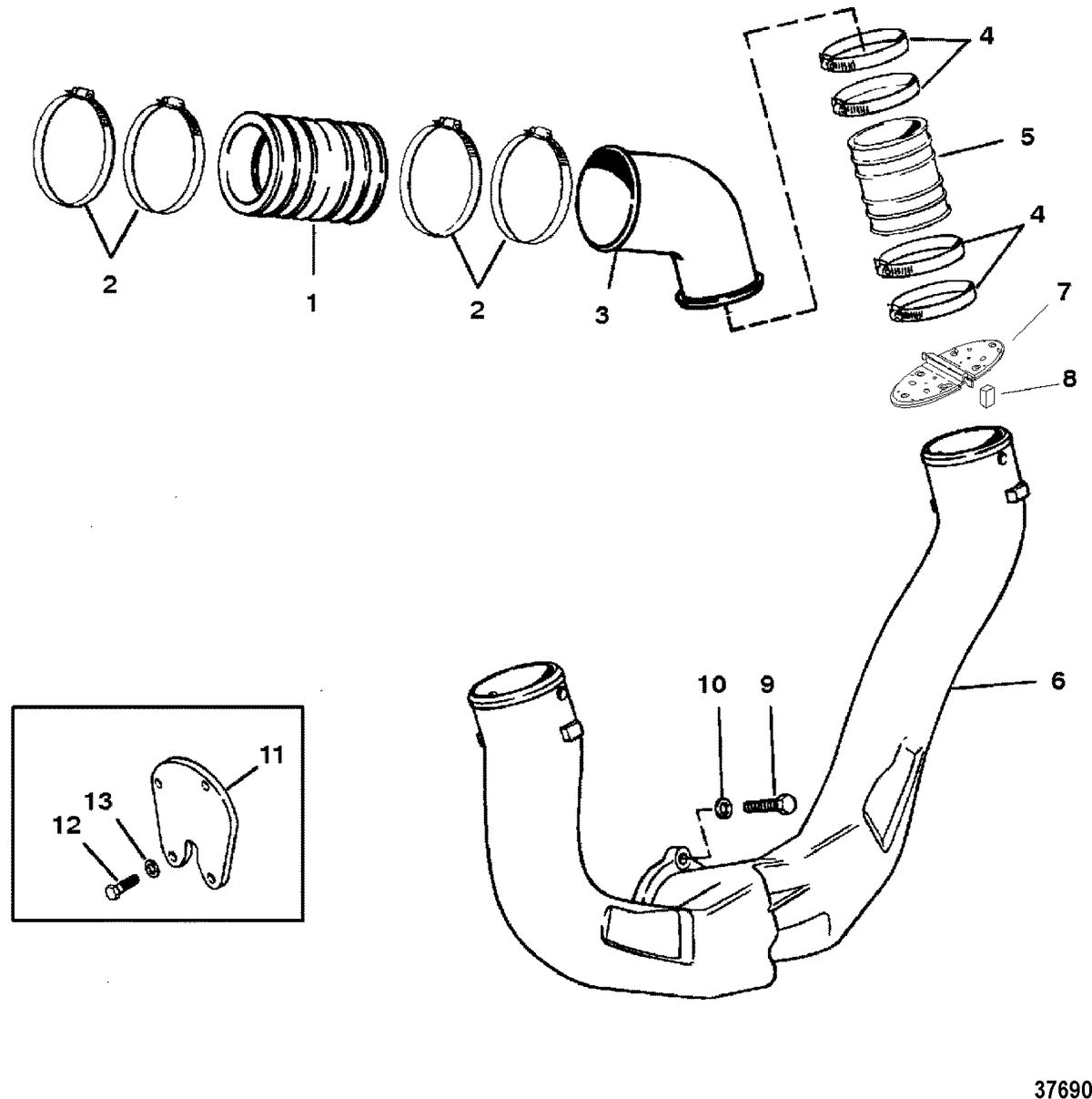 MERCRUISER 5.7L/LX 350 MAG ALPHA/BRAVO EXHAUST SYSTEM