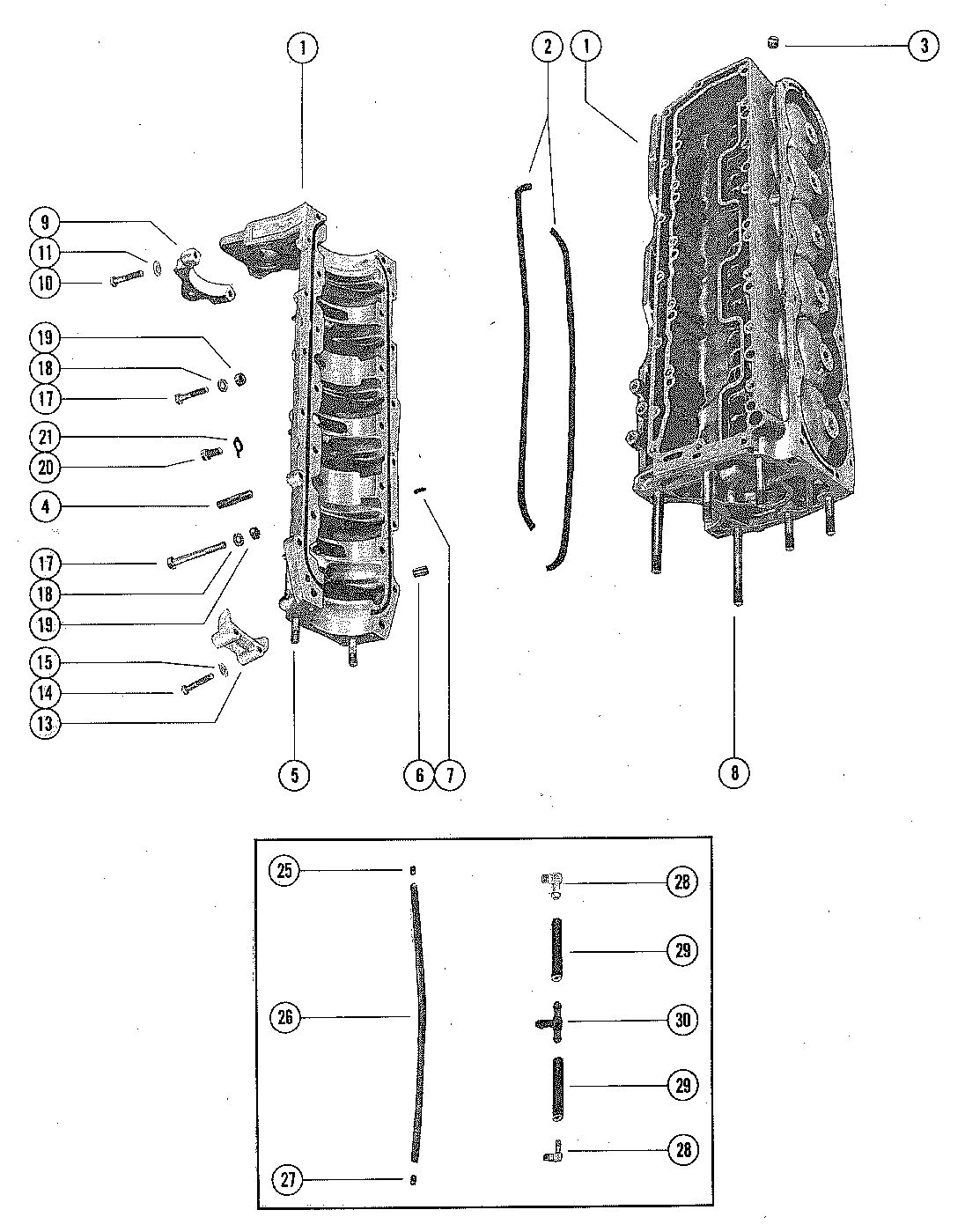 MERCURY MERC 140 CYLINDER BLOCK AND CRANKCASE ASSEMBLY