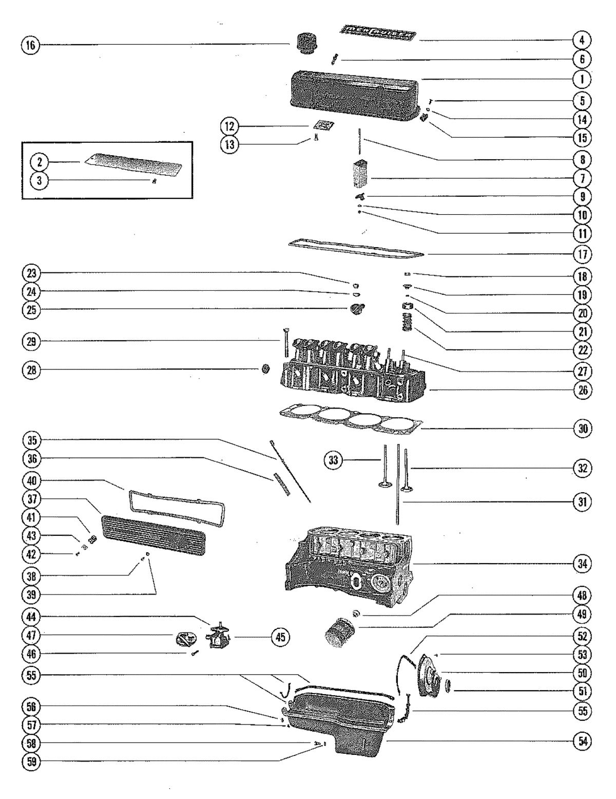 MERCRUISER 120 ENGINE CYLINDER HEAD/ OIL PAN /OIL PUMP AND TIMING COVER (Page 1)