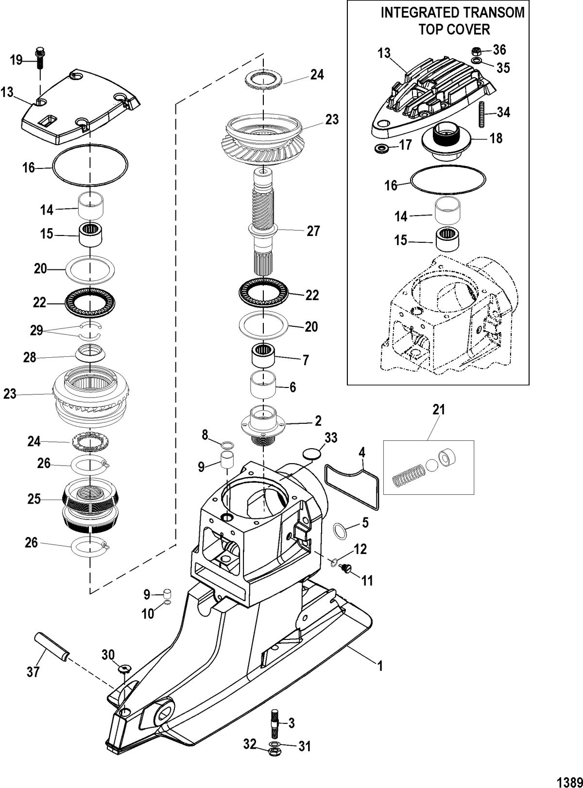 MERCRUISER BRAVO-I XR/XZ STERNDRIVE AND TRANSOM ASSEMBLY Drive Shaft Housing And Drive Gears(XR/XZ-Drive)