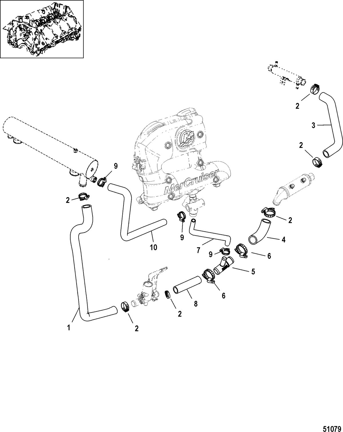 MERCRUISER 8.2 HO EC Cooling System, Raw Water Components, Port