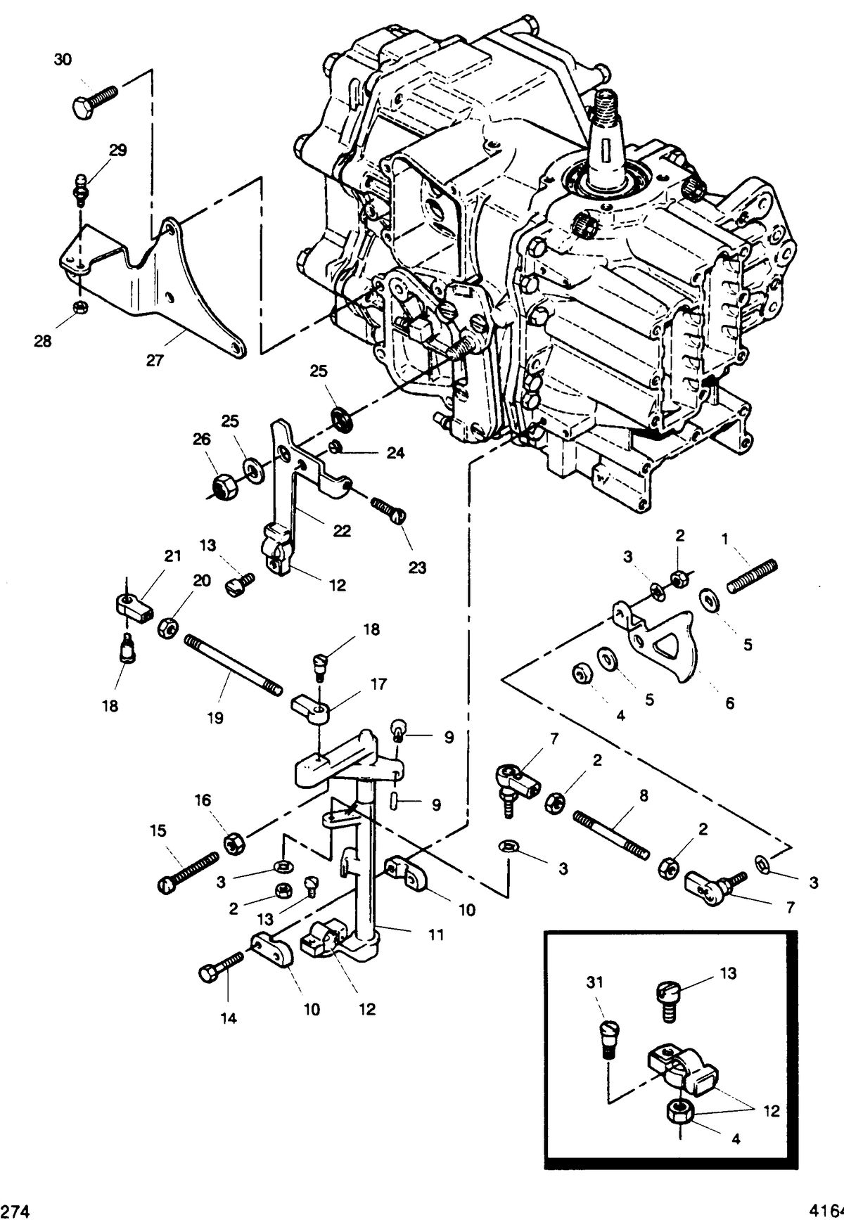 FORCE FORCE 1989 50 H.P. "A" MODELS SHIFT AND THROTTLE LINKAGE