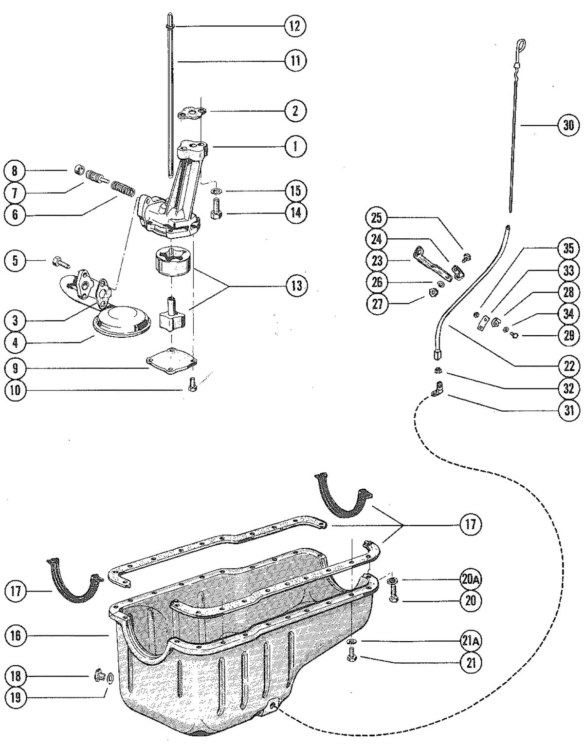 MERCRUISER 225 ENGINE OIL PUMP AND OIL PAN