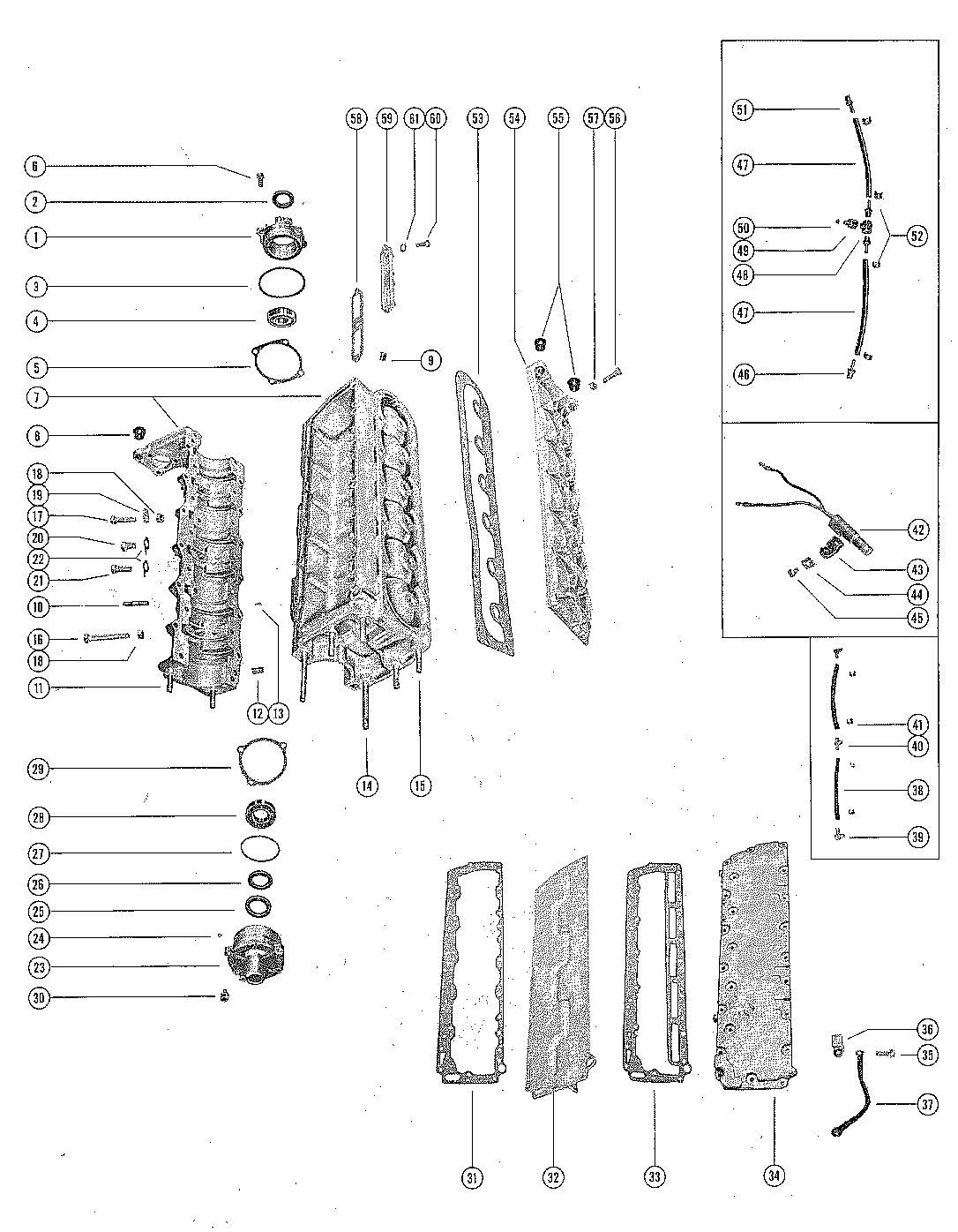 MERCURY MERC 1000E CYLINDER BLOCK AND CRANKCASE ASSEMBLY