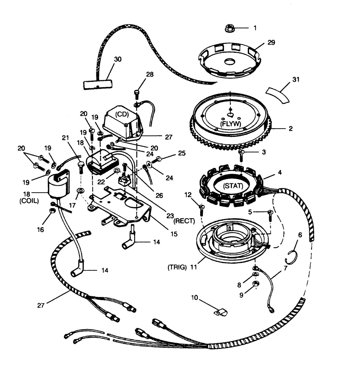 FORCE FORCE 1989 25 H.P. "B" MODELS IGNITION COMPONENTS