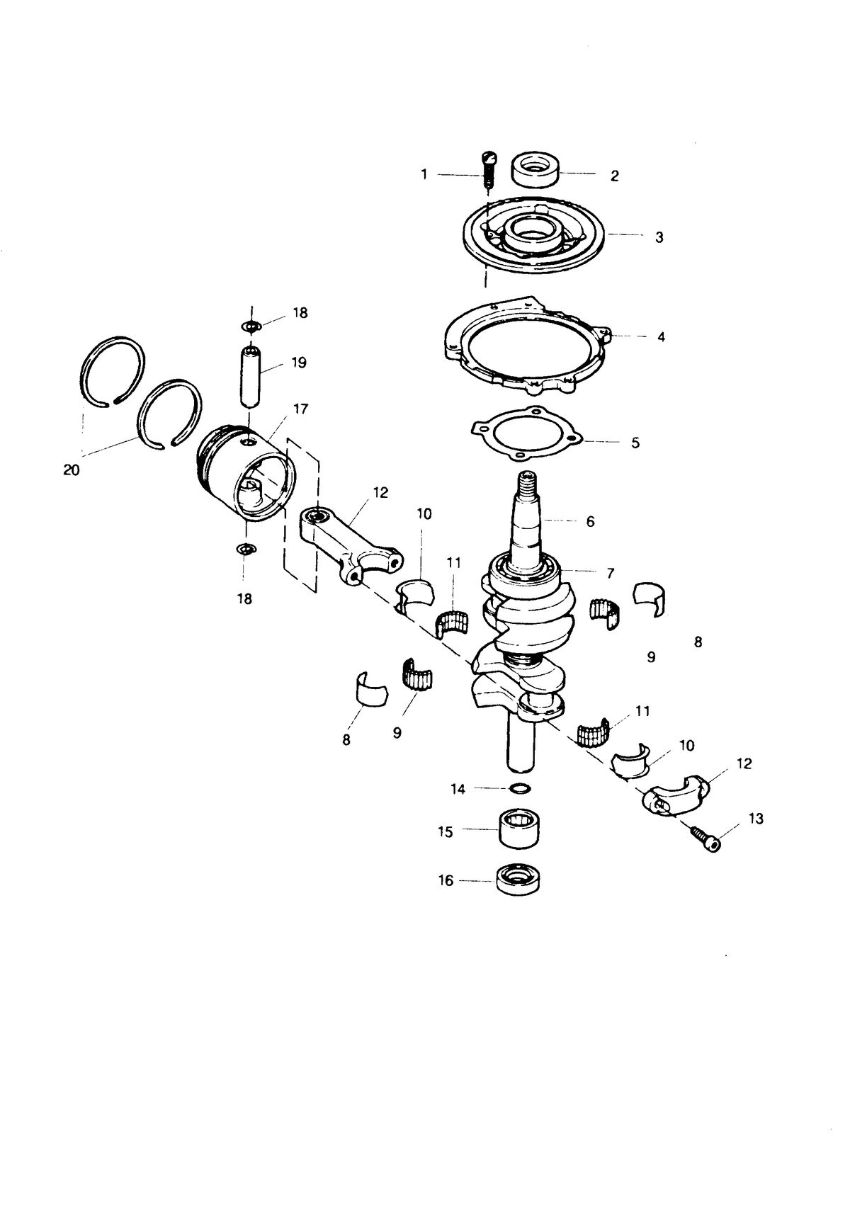 SEARS 9.9 H.P. STD. 20" LEG OUTBOARD MOTOR Crankshaft and Piston