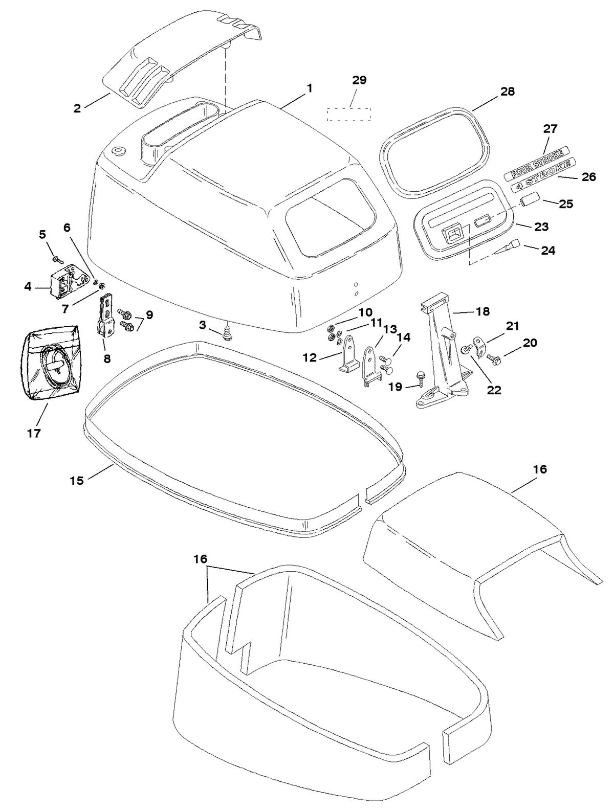 MERCURY 9.9 /8(BONDENSEE) 4 STROKE TOP COWL