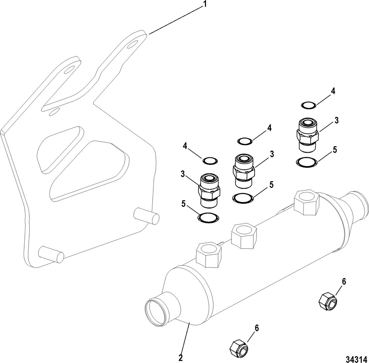 MERCRUISER 496 MAG STERNDRIVE AXIUS Steering, Oil Cooler and Bracket, Gen I