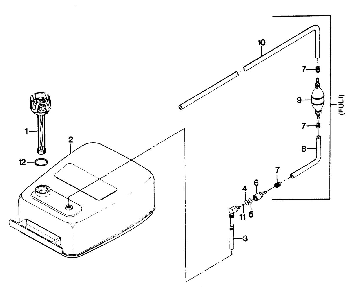 FORCE FORCE 1988 50 H.P. "A" MODELS FUEL TANK AND LINE