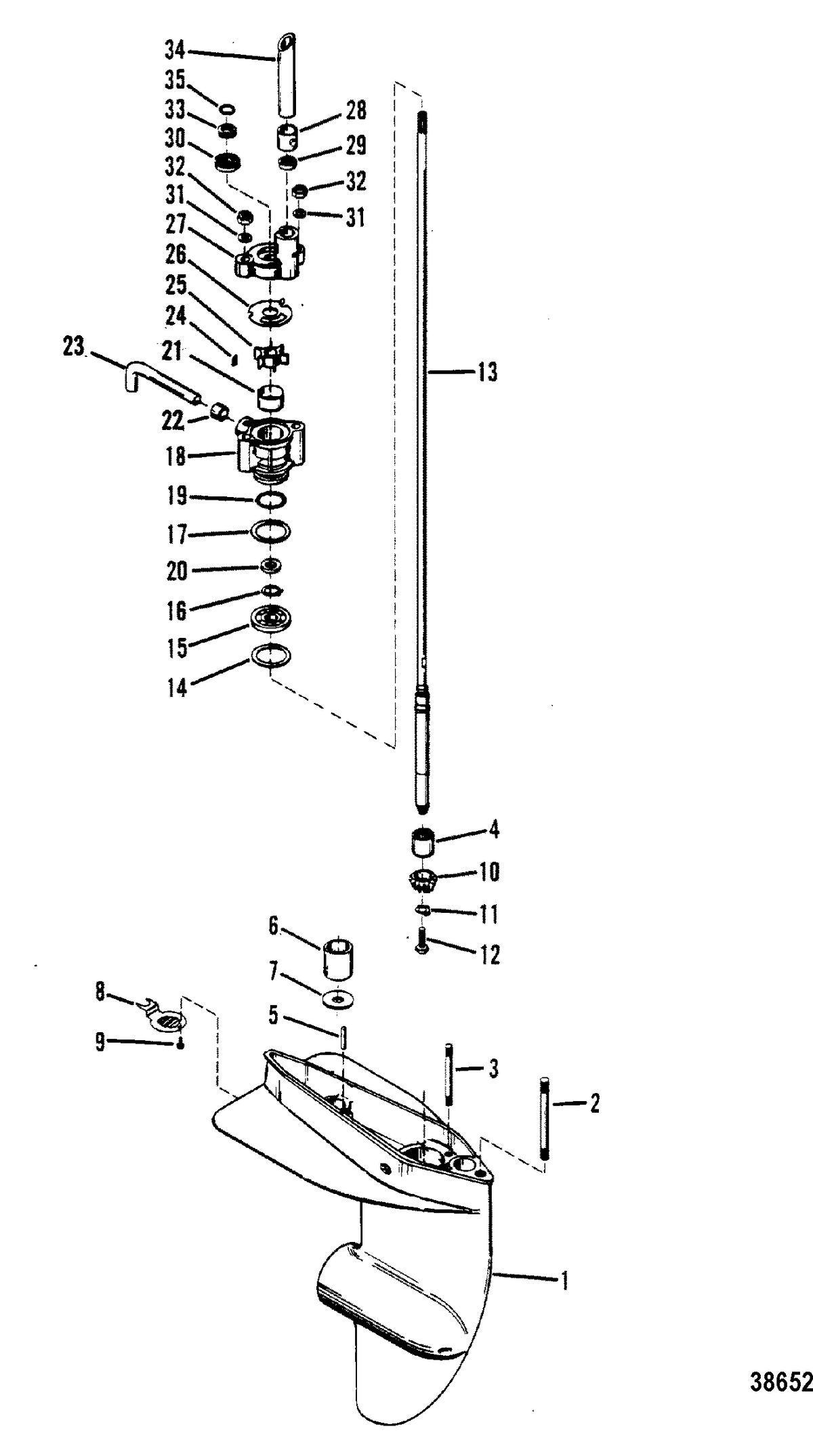 MERCURY 7.5 /9.8 H.P. GEAR HOUSING(DRIVESHAFT)