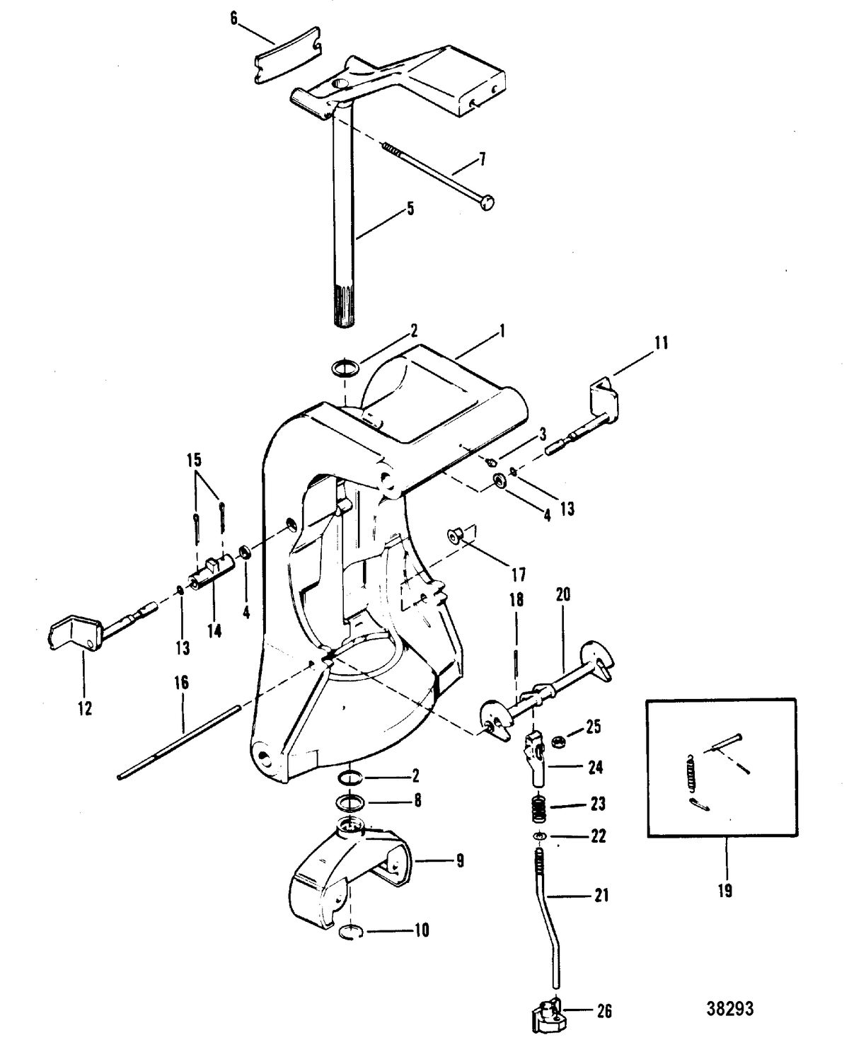 MERCURY/MARINER 50/60 HP (3 CYLINDER) SWIVEL BRACKET AND REVERSE LOCK