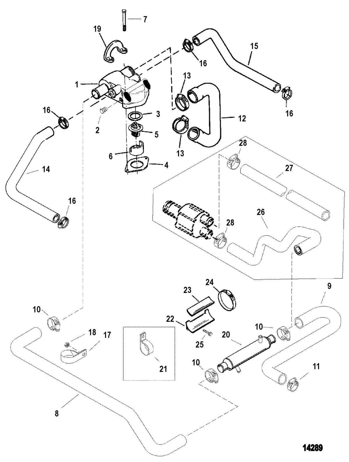 MERCRUISER 4.3 LX/LXH ALPHA AND BRAVO (GEN +) STANDARD COOLING SYSTEM