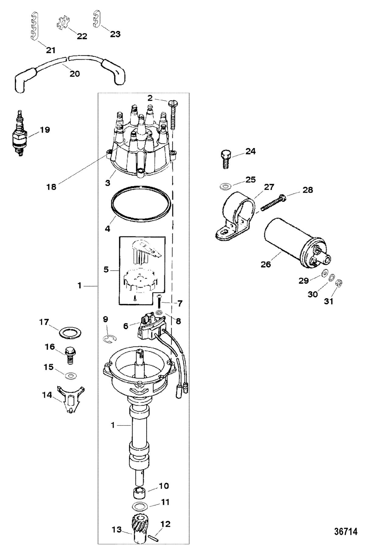 RACE STERNDRIVE 500 CARB (502CID) 8.2L ENGINE (GEN +) DISTRIBUTOR AND IGNITION COMPONENTS