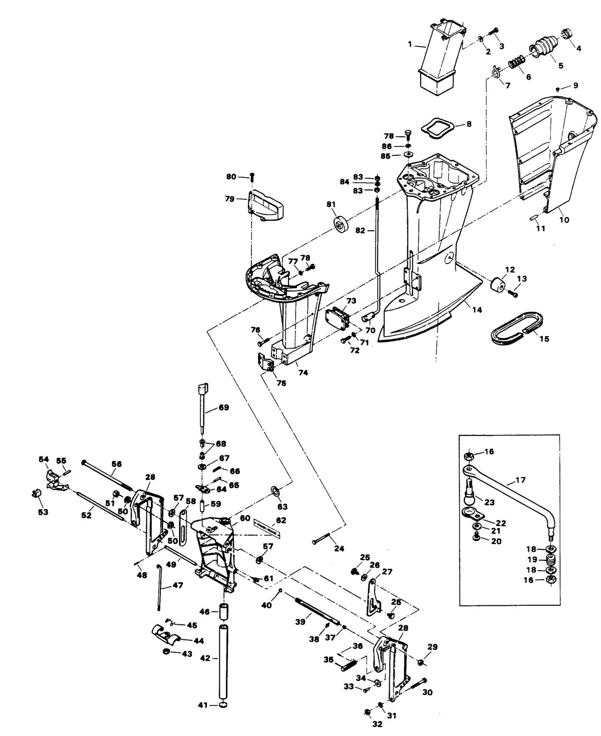 CHRYSLER 75 H.P. MOTOR LEG 756H2J, 756B2J, 756H3K, 756B3K MODELS
