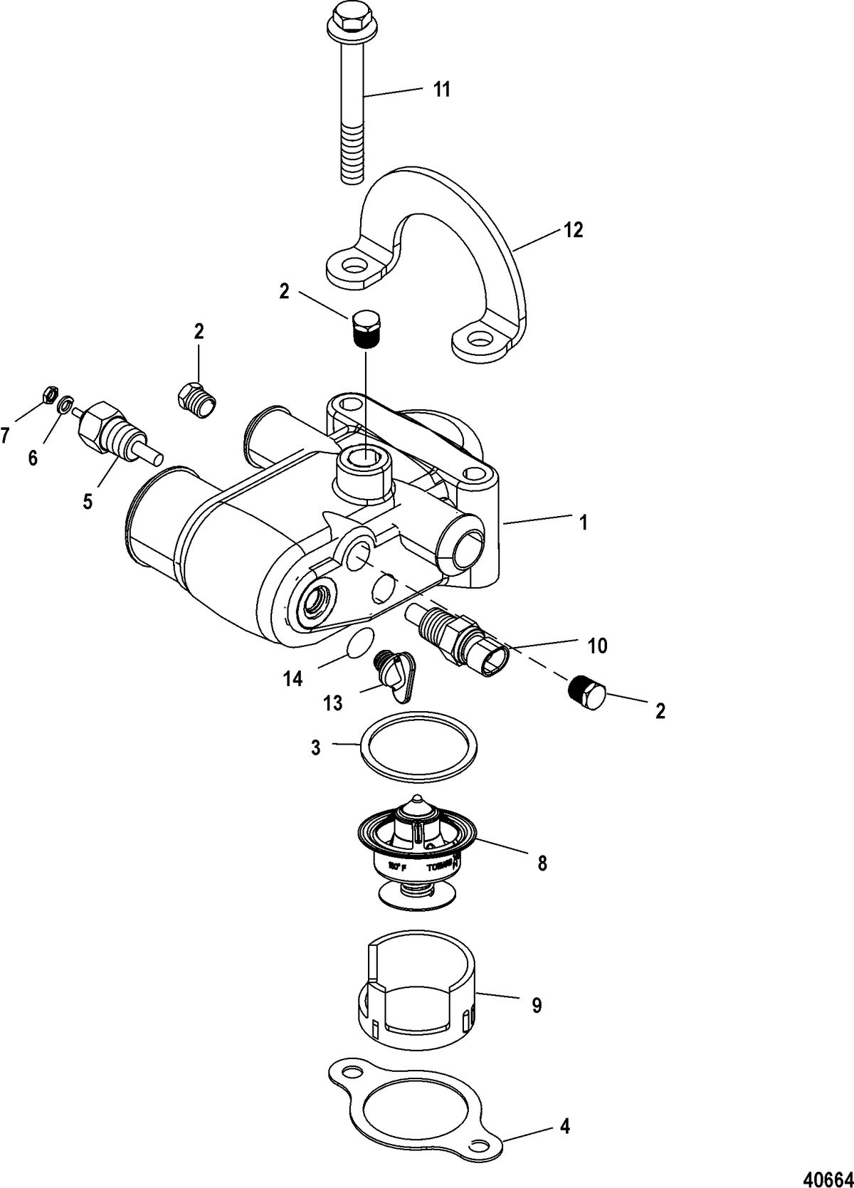 MERCRUISER BLACK SCORPION Thermostat And Housing, Air Actuated Drain