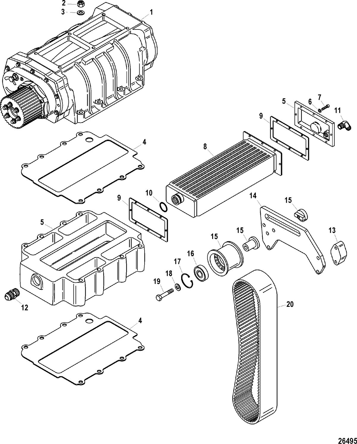 RACE STERNDRIVE 900 SC - DRY SUMP Supercharger Assembly