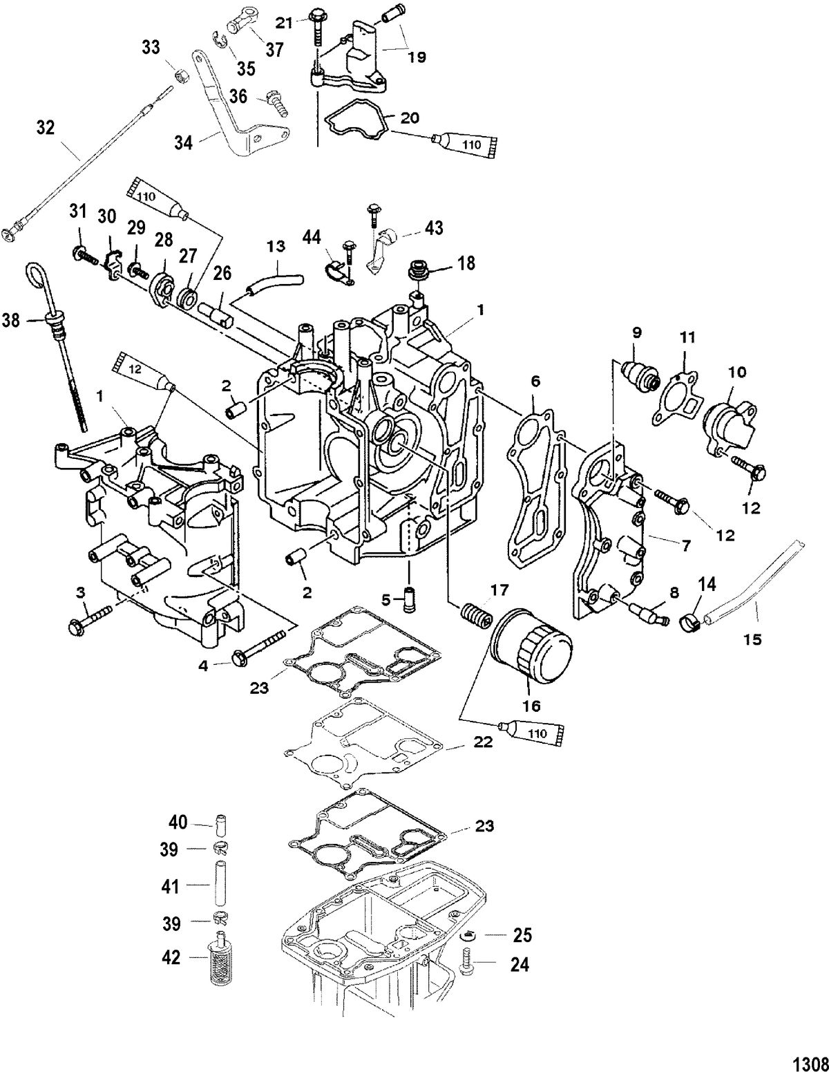 MERCURY/MARINER 13.5/15/15 BODENSEE (4-STROKE) Cylinder Block and Covers