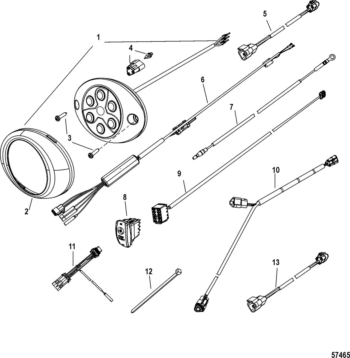 ACCESSORIES ELECTRICAL COMPONENTS AND HARNESSES Moving Prop Alert System-Oval, Two Lights - Non Merc