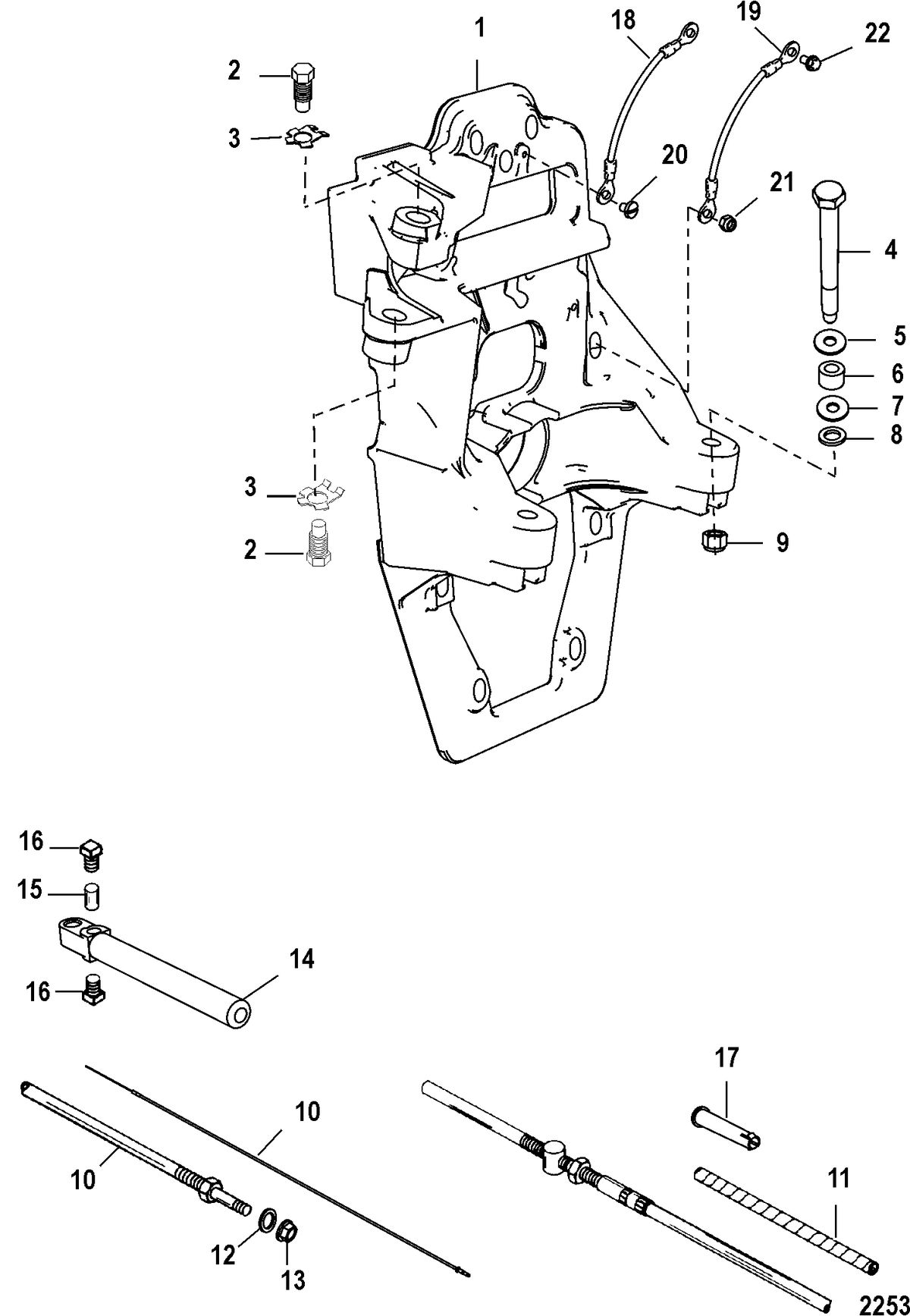 MERCRUISER BRAVO X (I-II-III) Transom Plate And Shift Cable