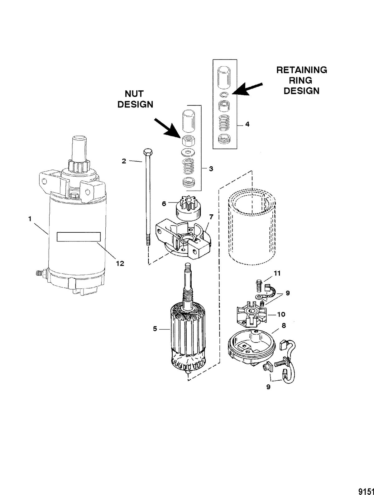 MERCURY/MARINER 30/40 CARB 4-STROKE (3 CYLINDER) Starter Motor