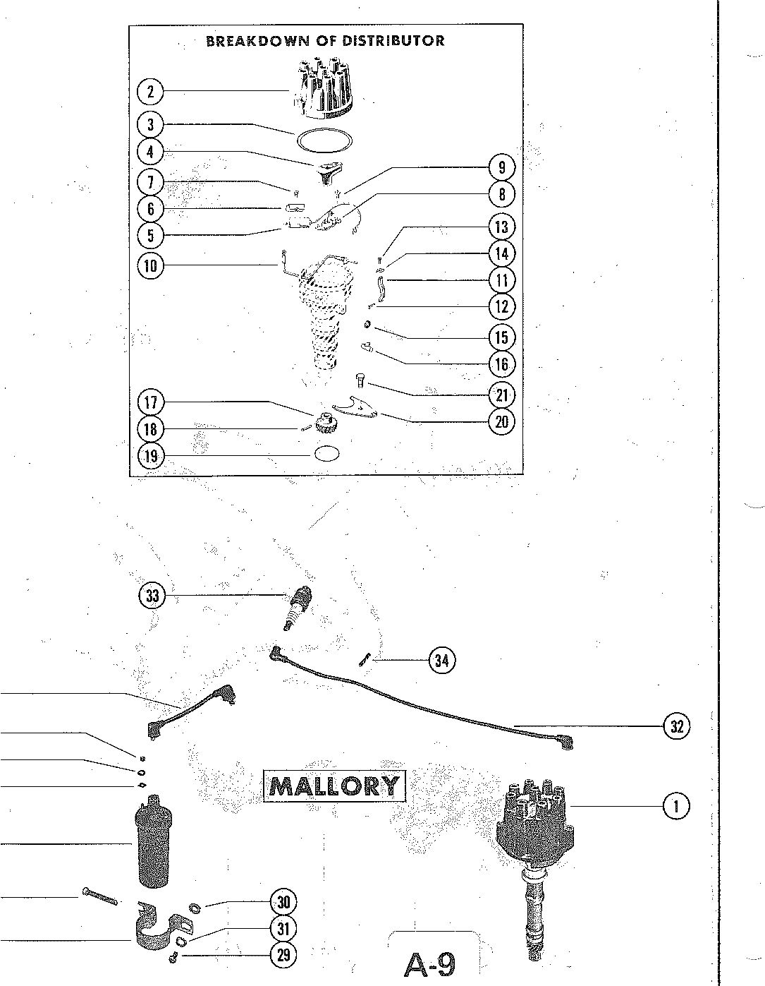 MERCRUISER 228 ENGINE (G.M.) DISTRIBUTOR ASSEMBLY (MALLORY)