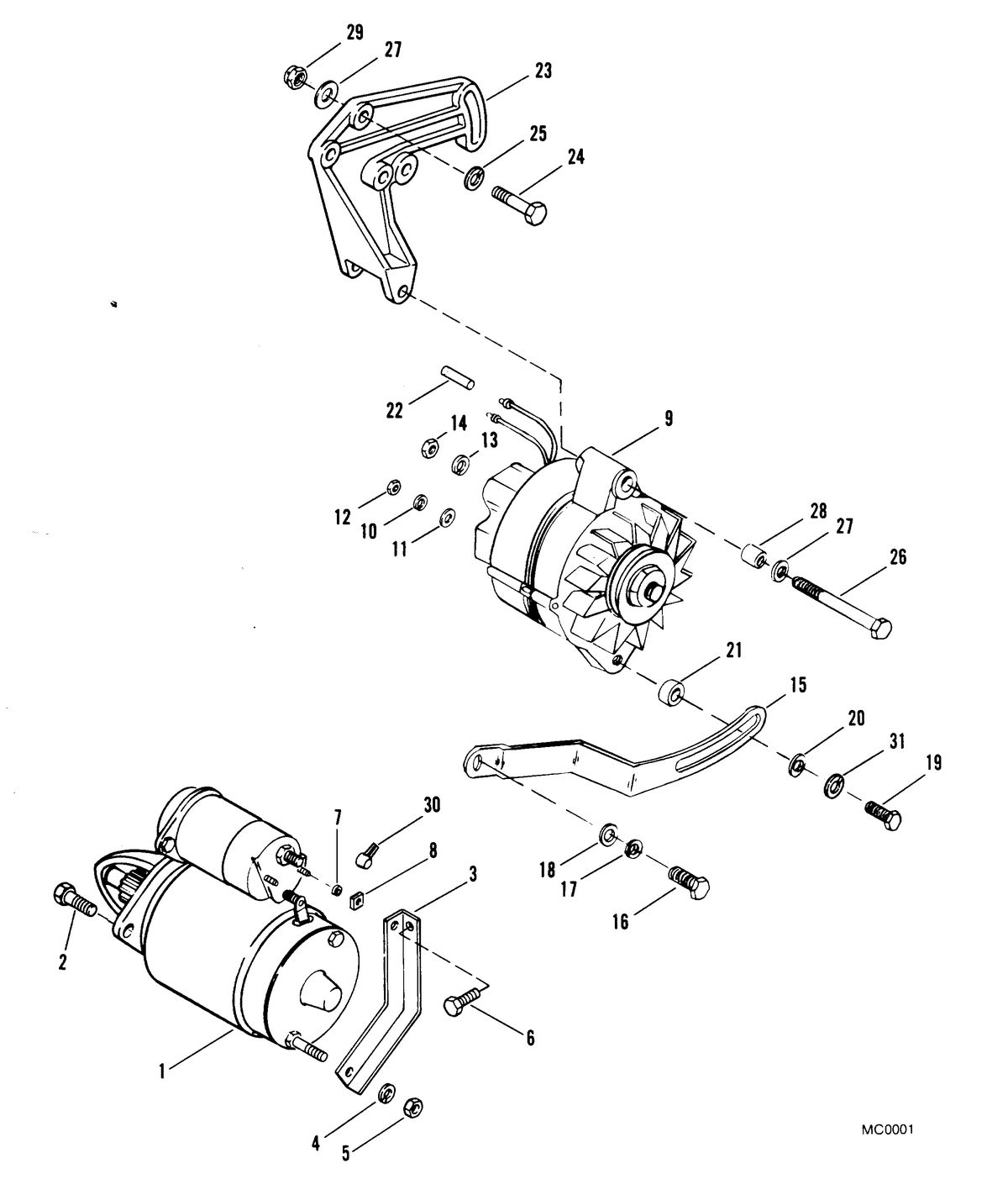 MERCRUISER 320 H.P. E.F.I ALPHA ONE ENGINE STARTER MOTOR AND ALTERNATOR