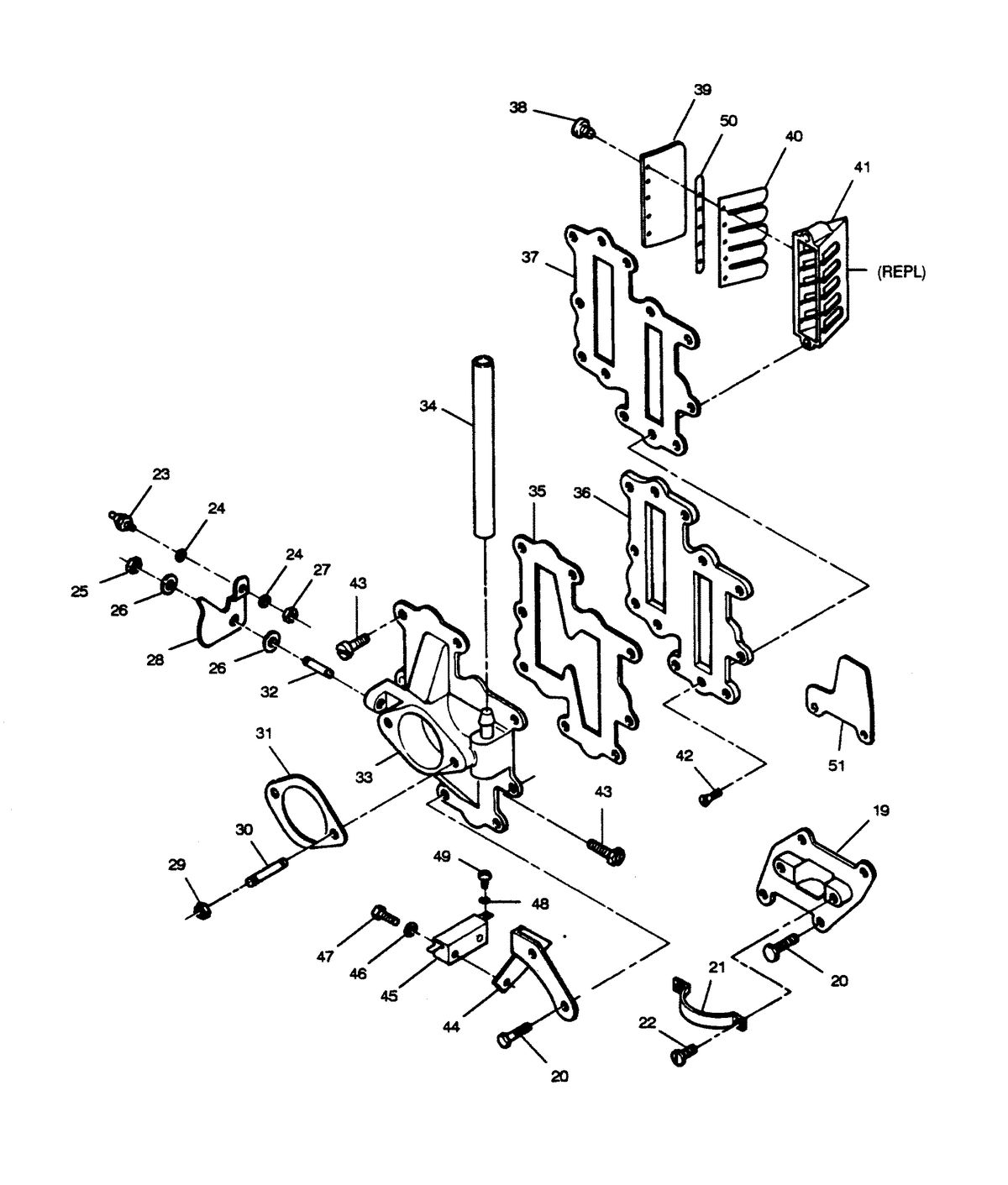 FORCE FORCE 1989 125 HP "C" MODELS ADAPTER AND REED PLATE