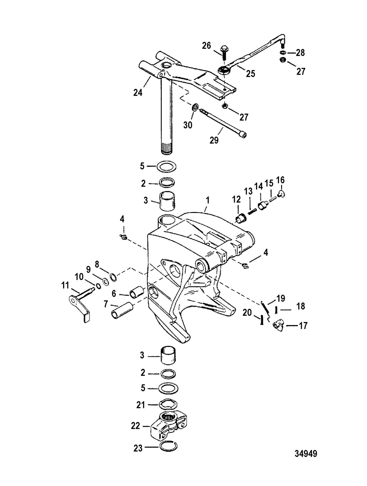 RACE OUTBOARD 2.5L (EFI) 2.5L (EFI-OFFSHORE) Swivel Bracket and Steering Arm