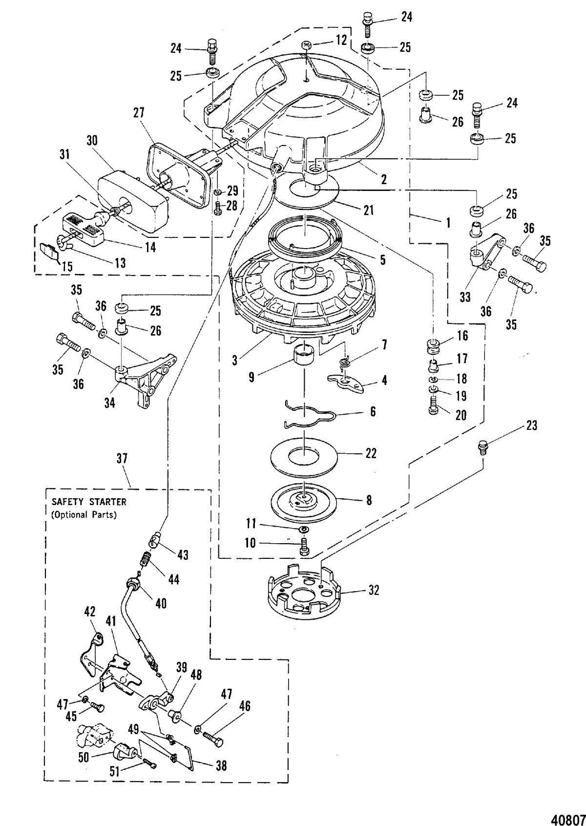 MARINER 40 H.P. W/MARATHON RECOIL STARTER