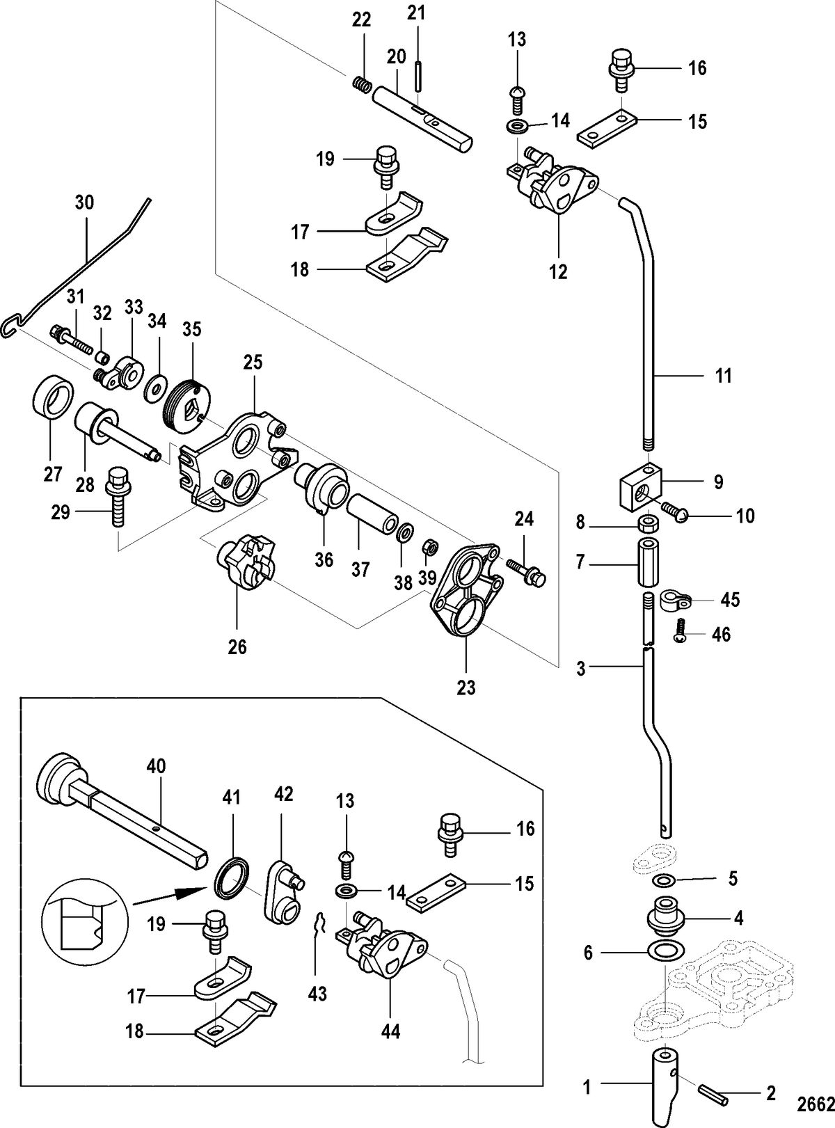 MERCURY/MARINER 8/9.9 (209CC) 4-STROKE Shift Components, Non Bigfoot