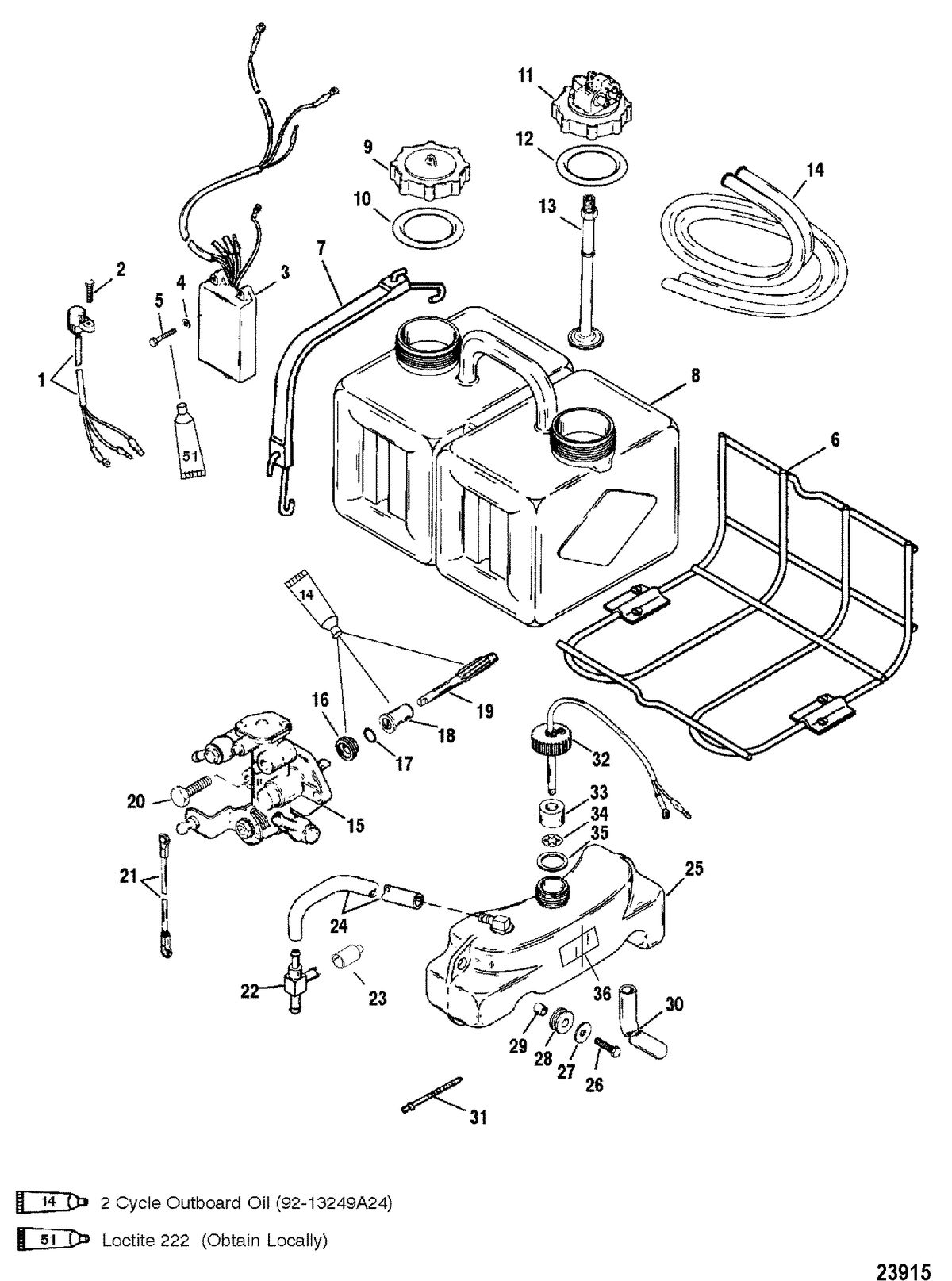 MERCURY/MARINER 135/150/175/200 XR6/MAGNUM III/140 JET (CARB) OIL INJECTION COMPONENTS