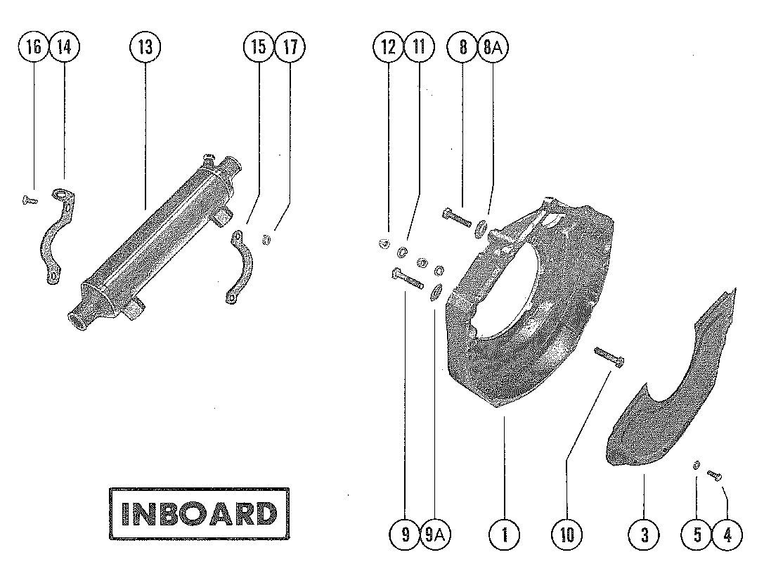 MERCRUISER 233 ENGINE FLYWHEEL HOUSING AND OIL COOLER