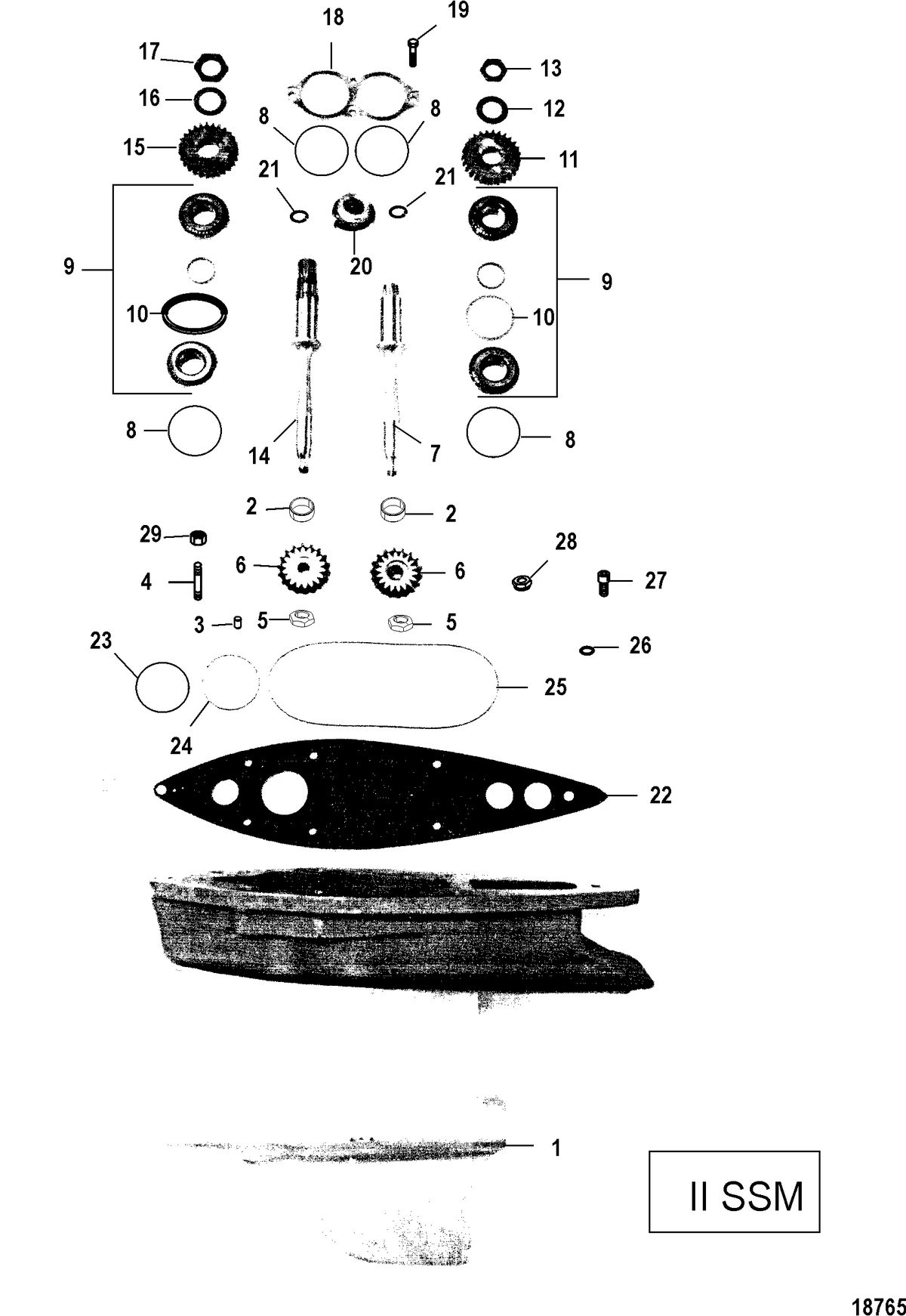 MERCRUISER ALPHA-ONE SS, II SSM, III, III SSM, IIIA SSM, IV SSM, V SSM GEAR HOUSING ASSEMBLY(DRIVESHAFT) (II SSM)