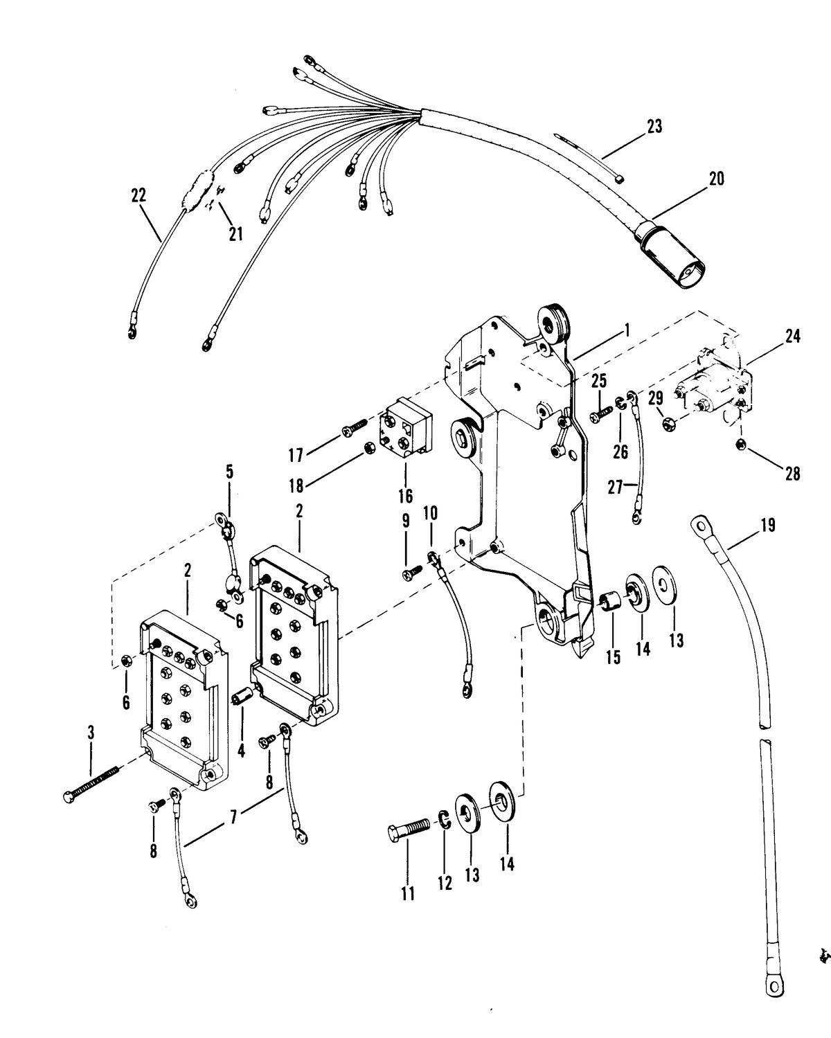 RACE OUTBOARD MOD-VP WIRING HARNESS, STARTER SOLENOID AND RECTIFIER