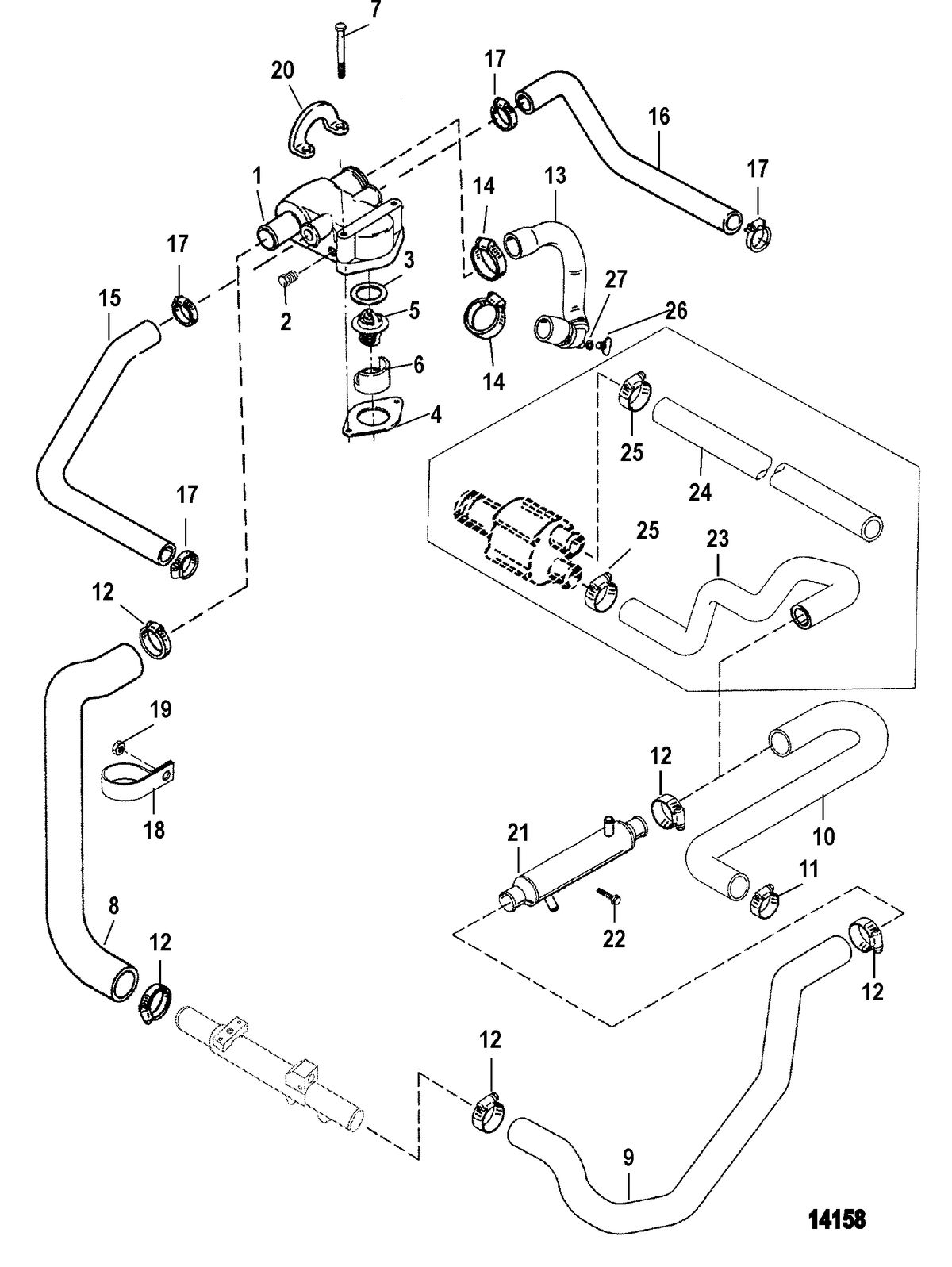 MERCRUISER 5.0L / 5.7L EFI ALPHA/BRAVO (GEN +) ENGINE Standard Cooling System