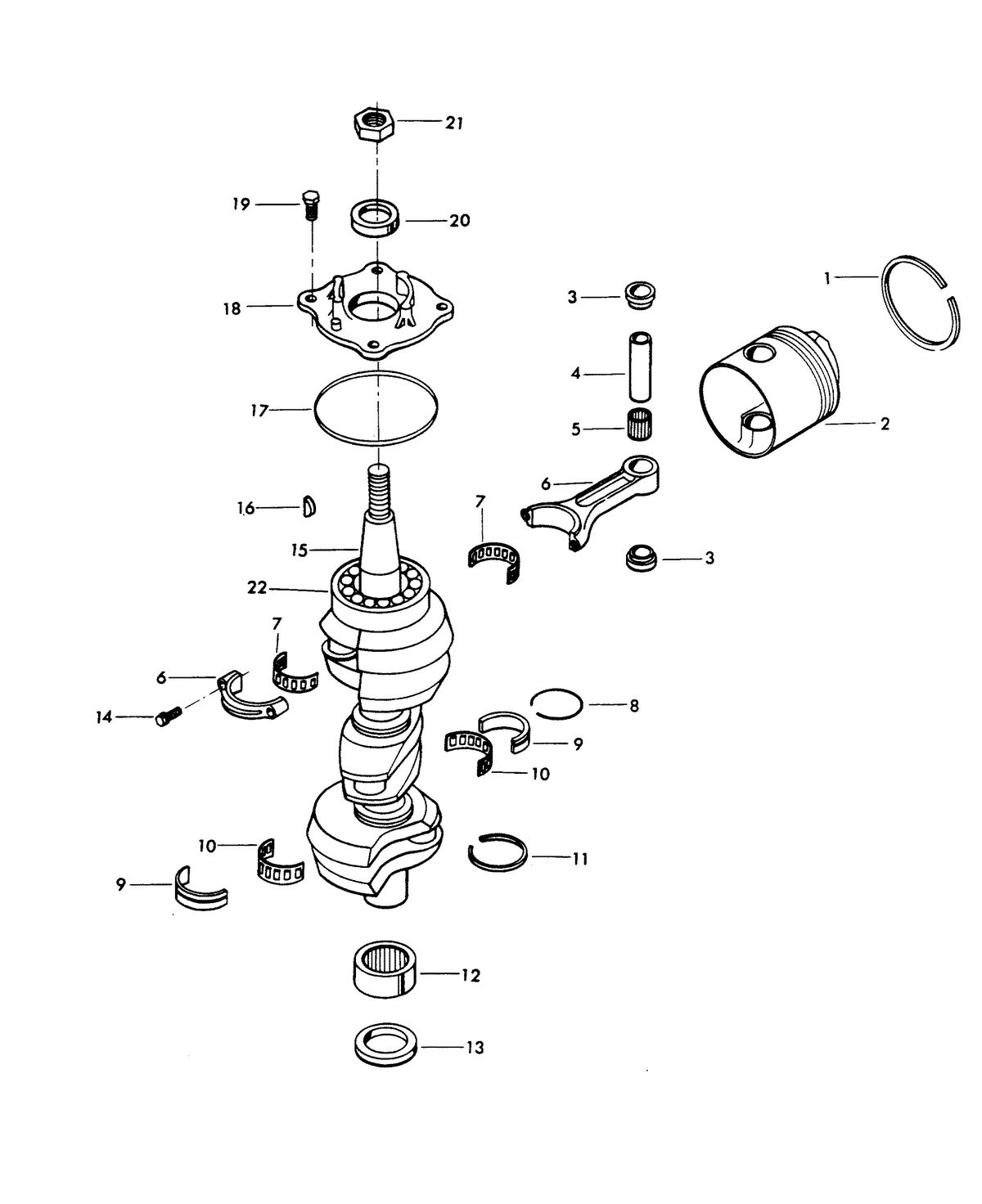 CHRYSLER 75 H.P. CRANKSHAFT AND PISTON GROUP