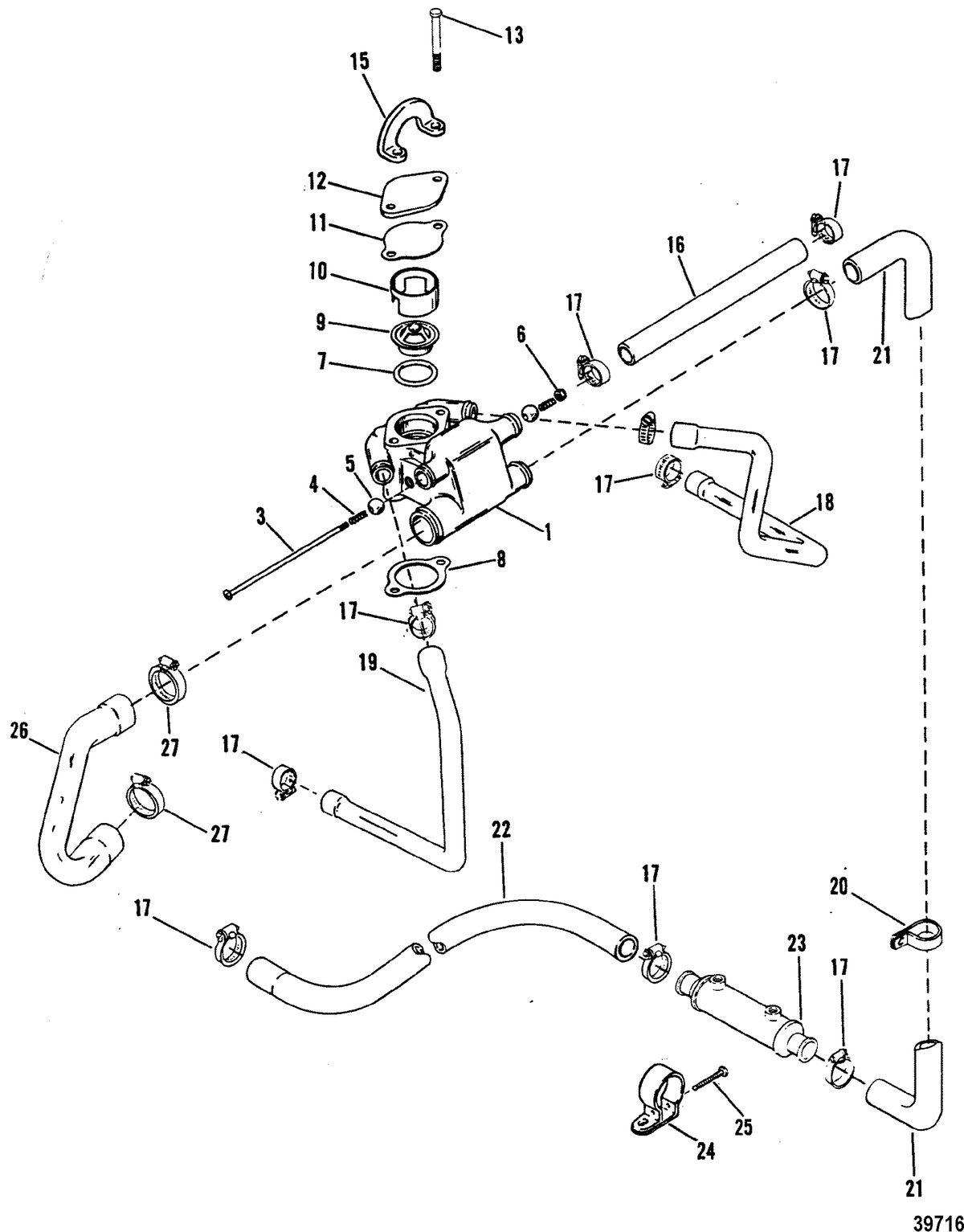 MERCRUISER 4.3L/4.3LX ALPHA ONE ENGINE (262 CID) STANDARD COOLING SYSTEM