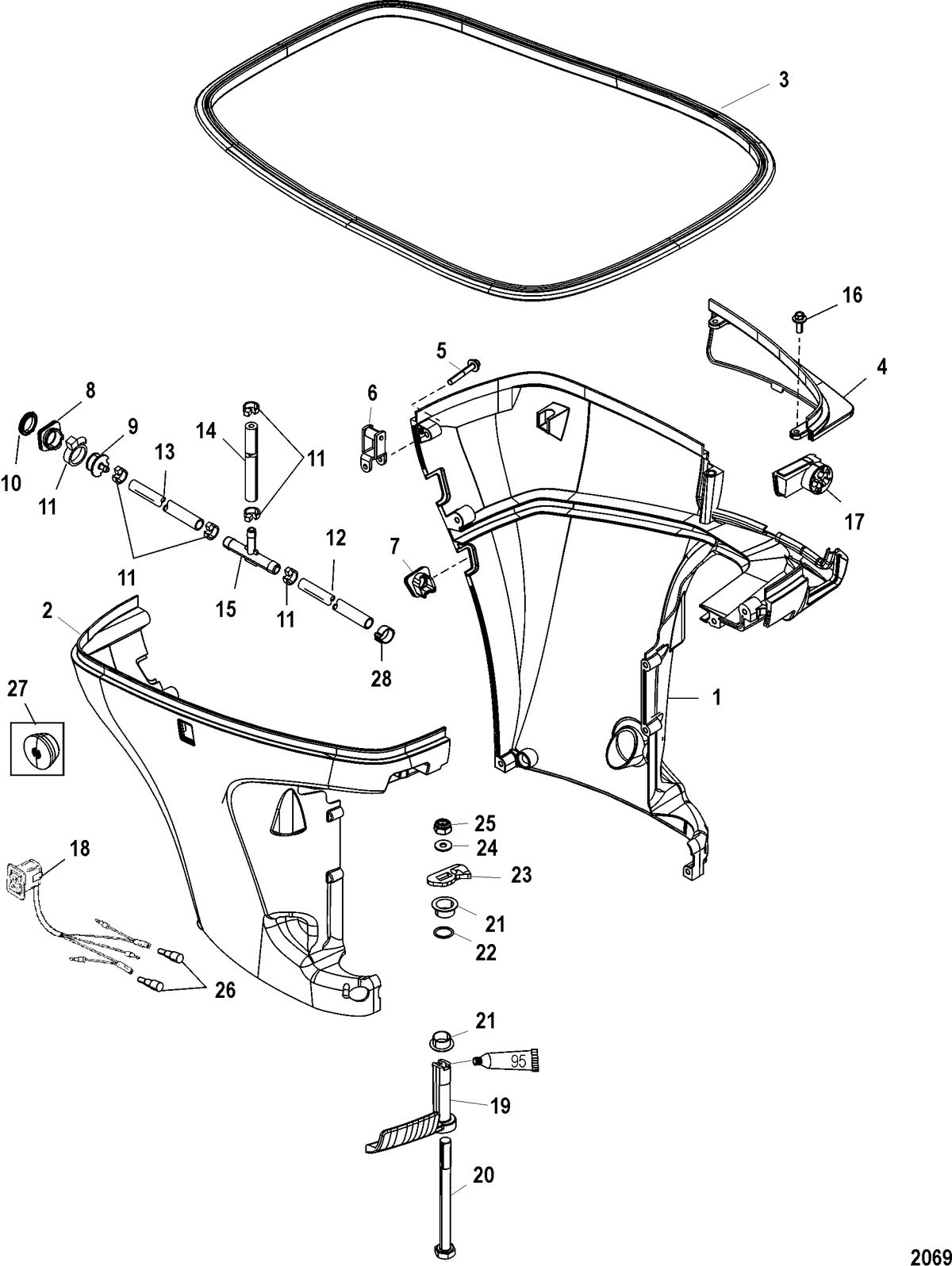 MERCURY/MARINER 75/90 (4-STROKE) Bottom Cowl